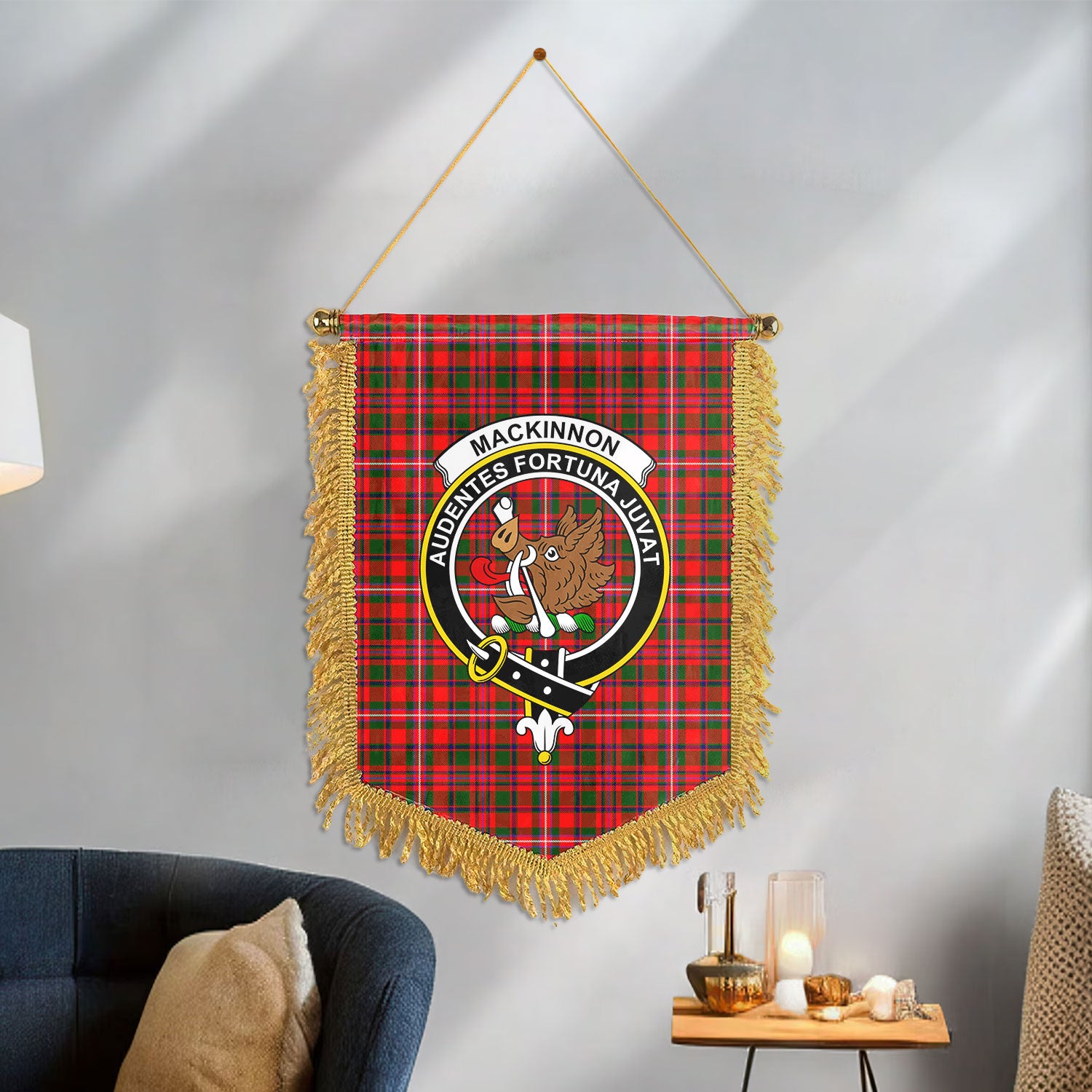 MacKinnon Modern Tartan Crest Wall Hanging Banner