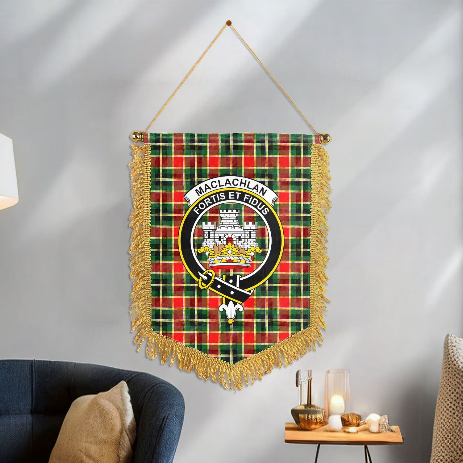 MacLachlan Hunting Modern Tartan Crest Wall Hanging Banner