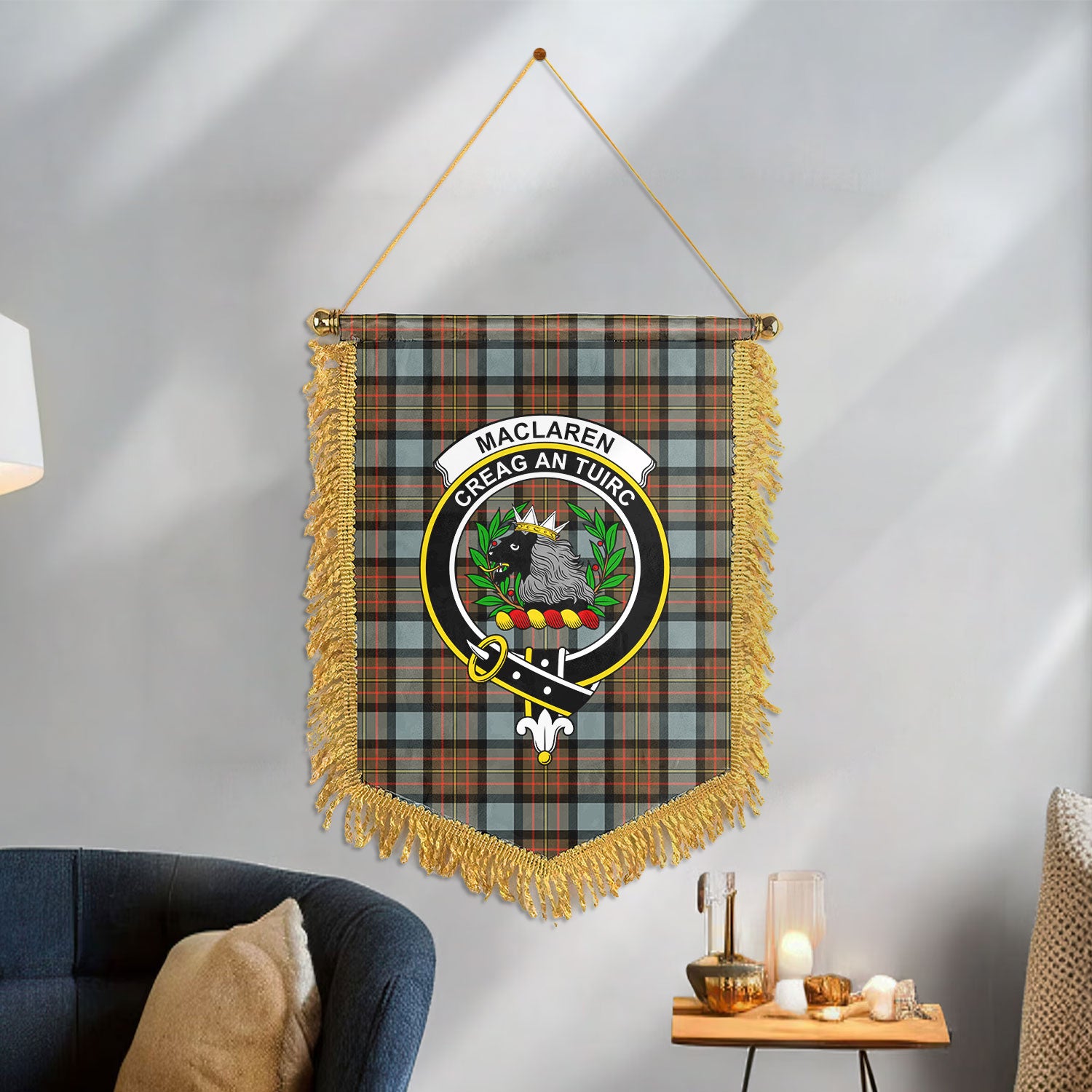 MacLaren Weathered Tartan Crest Wall Hanging Banner