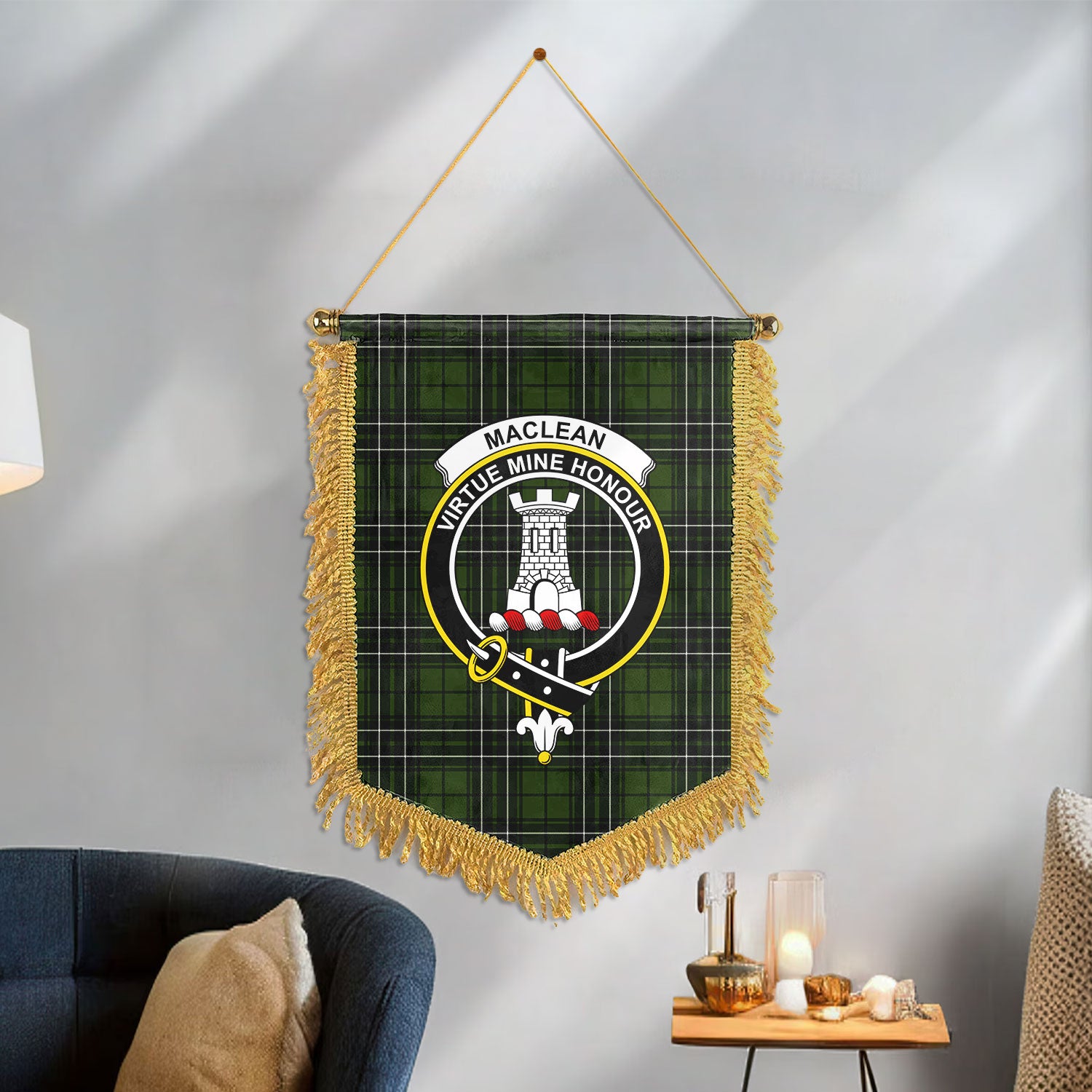 MacLean Hunting Tartan Crest Wall Hanging Banner