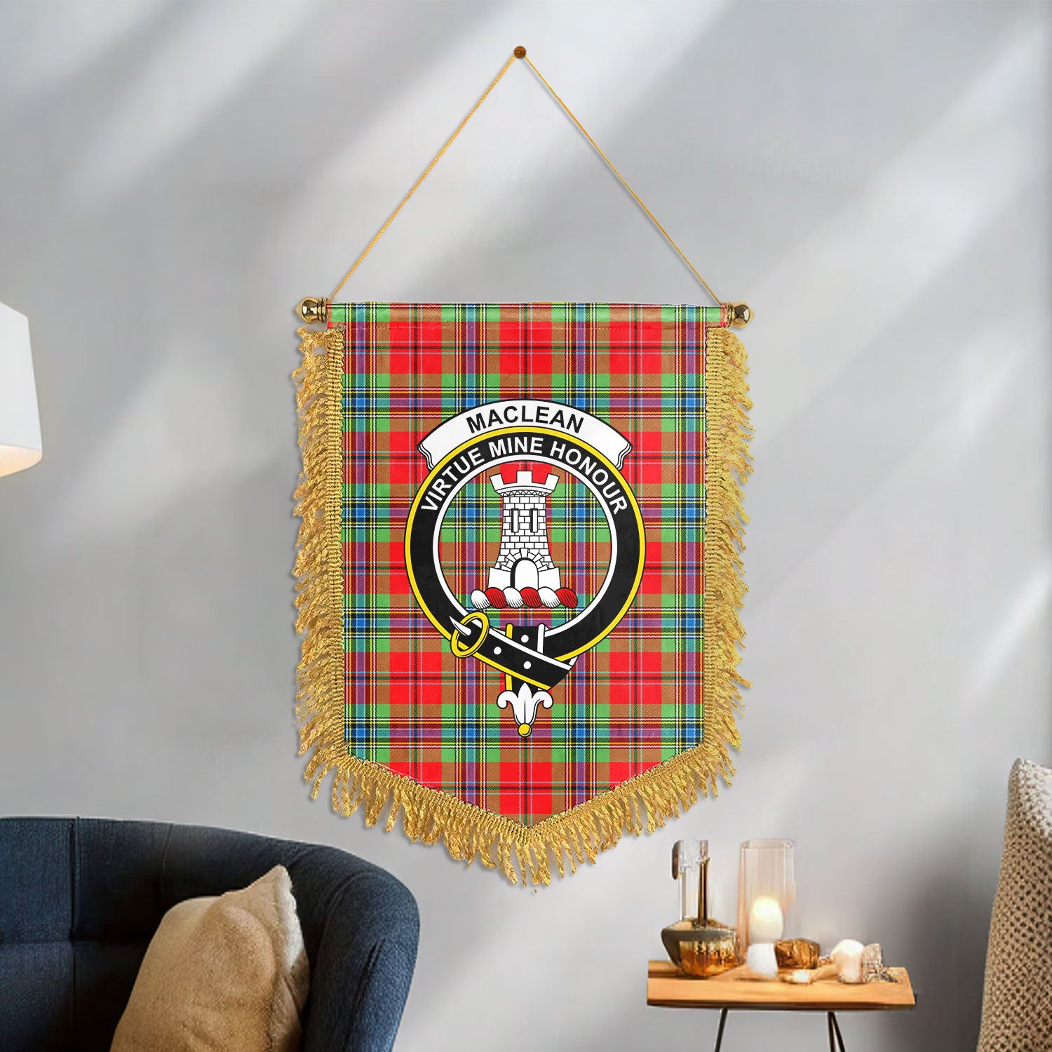 MacLean of Duart Modern Tartan Crest Wall Hanging Banner