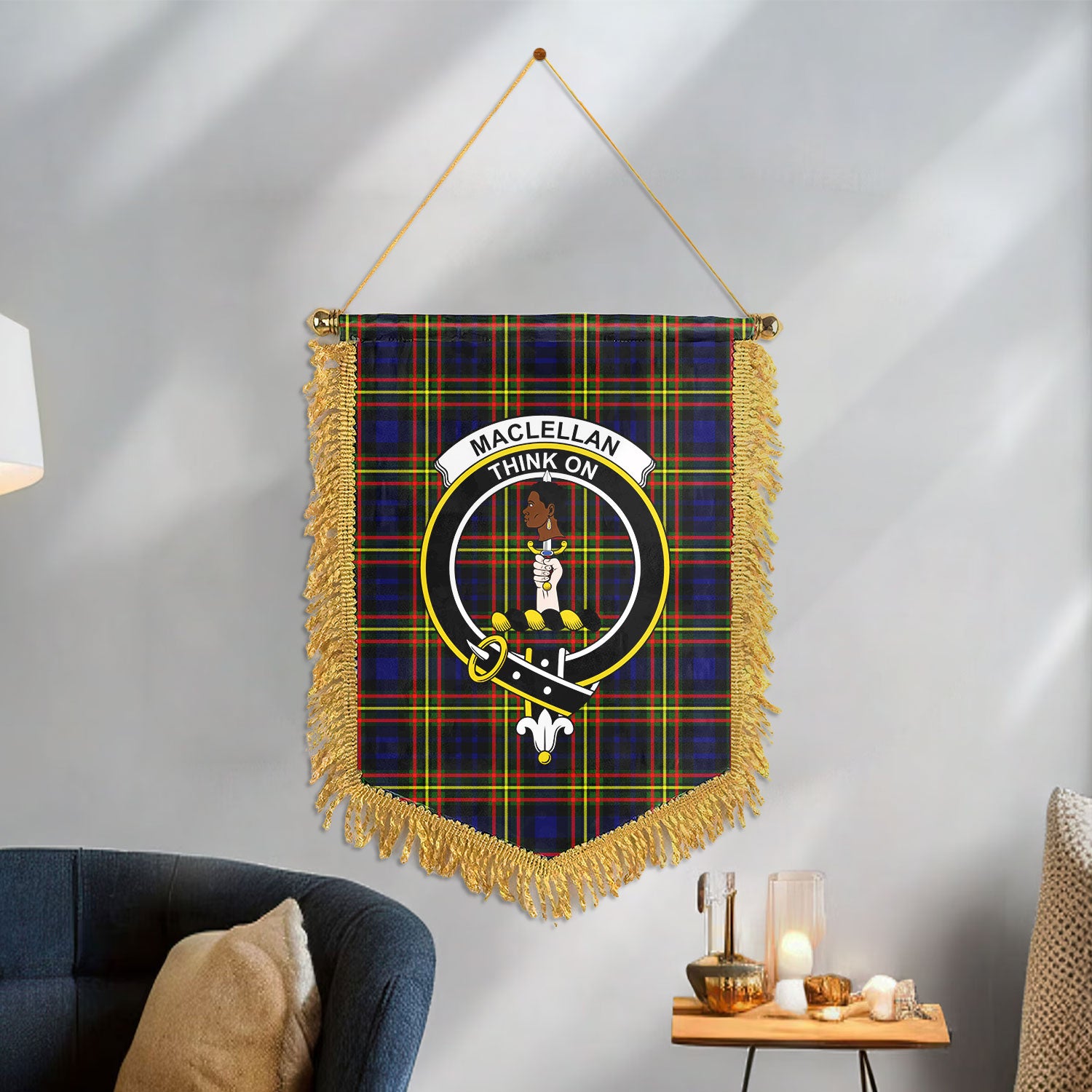 MacLellan Modern Tartan Crest Wall Hanging Banner