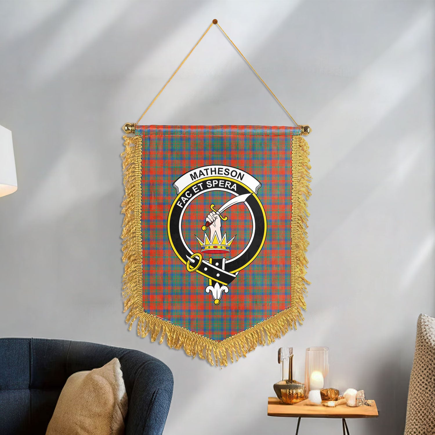 Matheson Ancient Tartan Crest Wall Hanging Banner