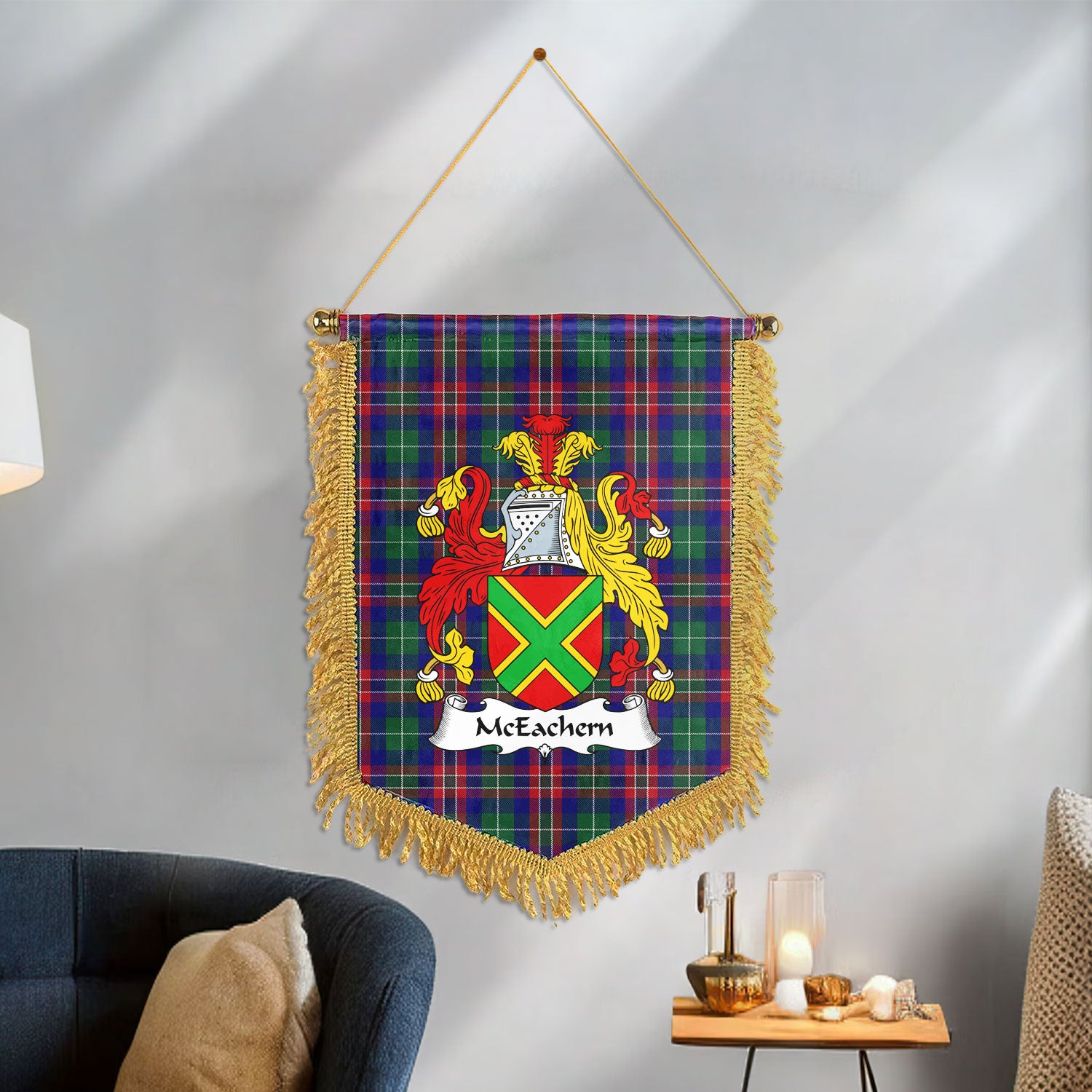 McEachern Tartan Coat of Arms Wall Hanging Banner