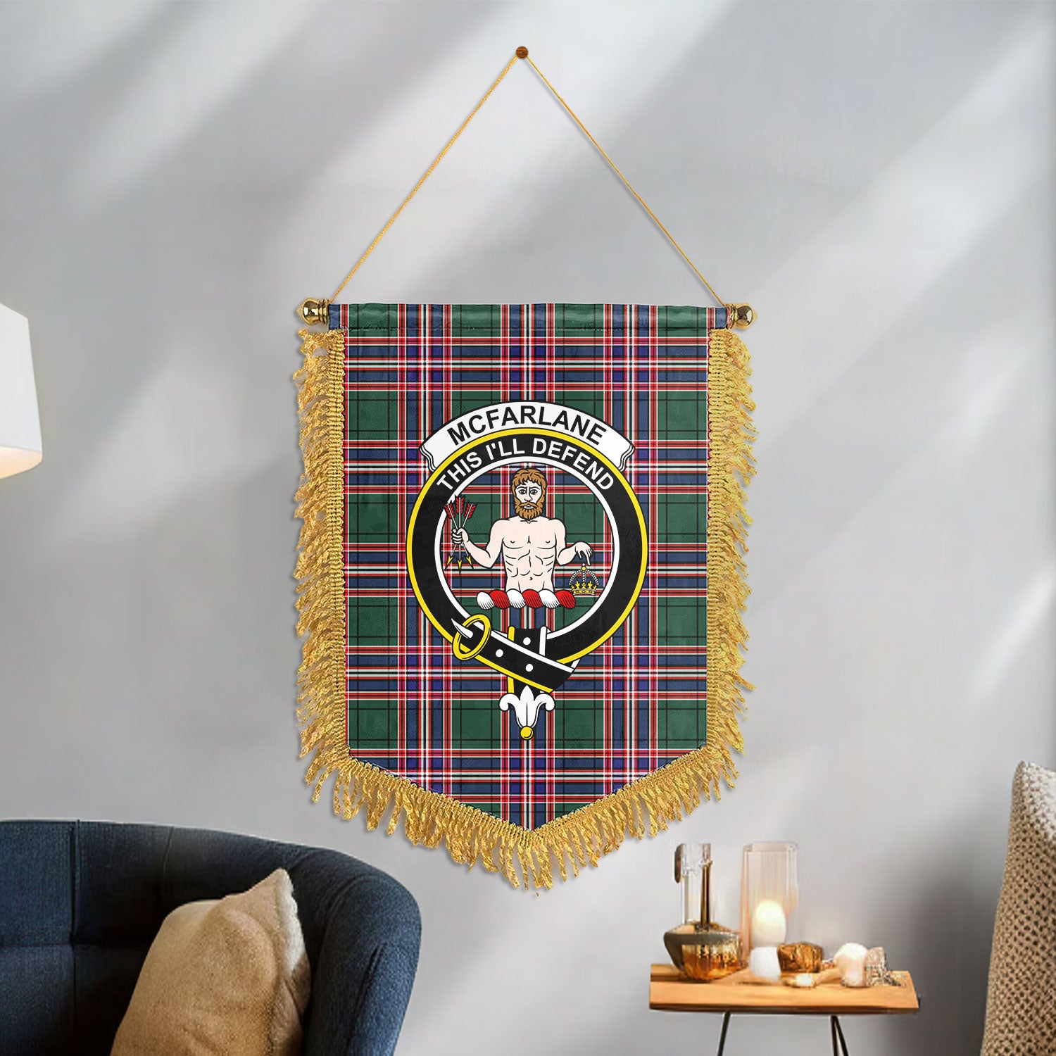 McFarlane Hunting Modern Tartan Crest Wall Hanging Banner