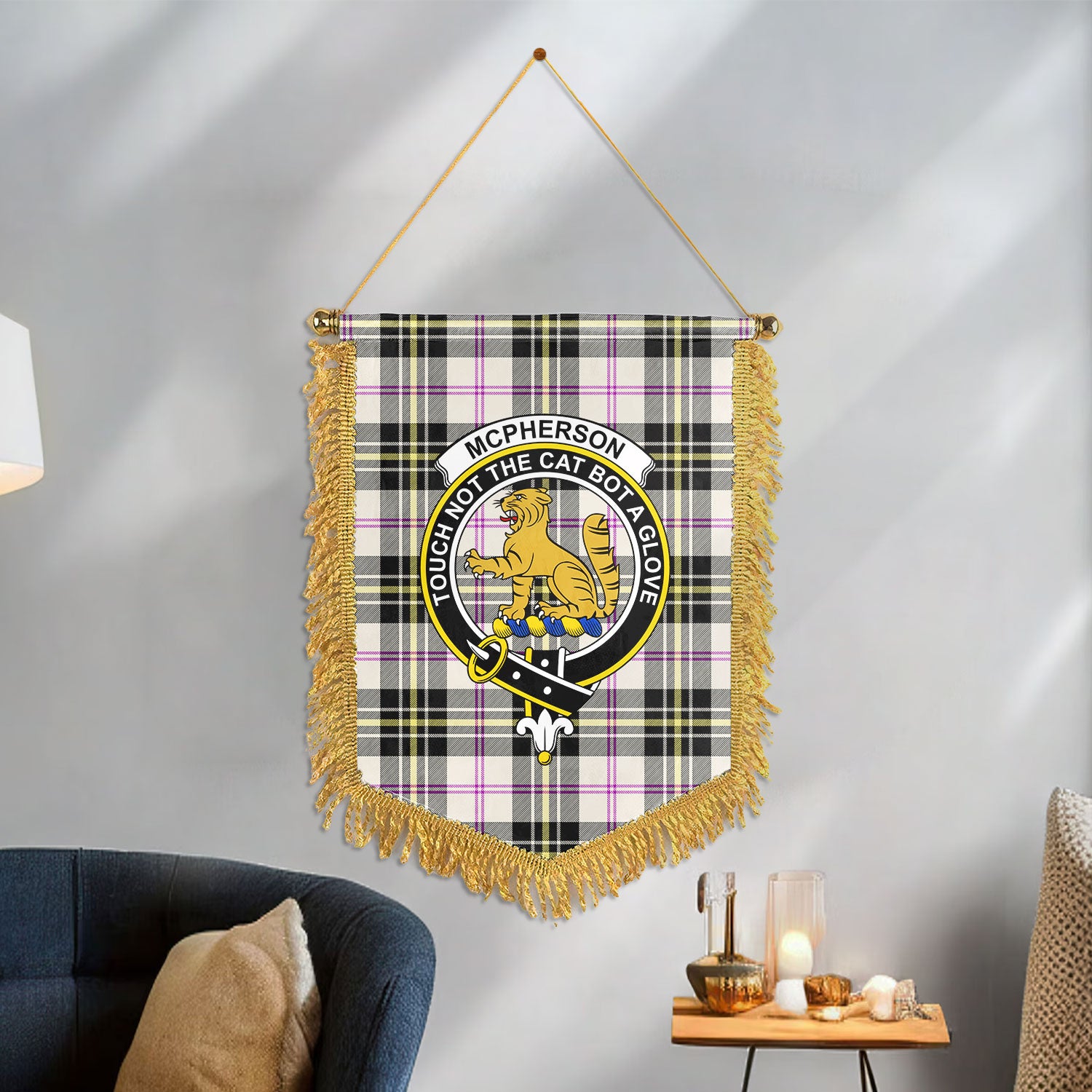 McPherson Dress Ancient Tartan Crest Wall Hanging Banner