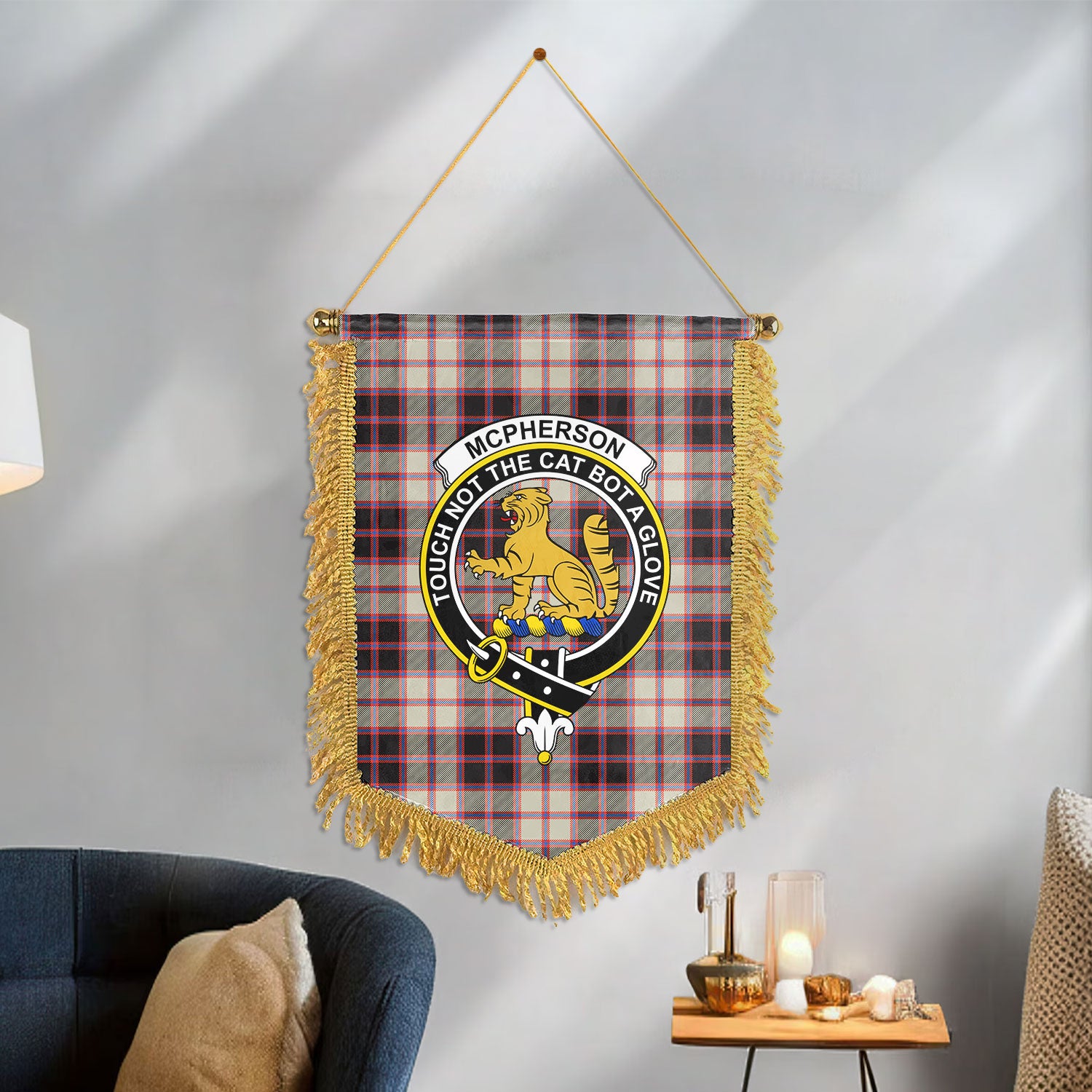 McPherson Hunting Ancient Tartan Crest Wall Hanging Banner