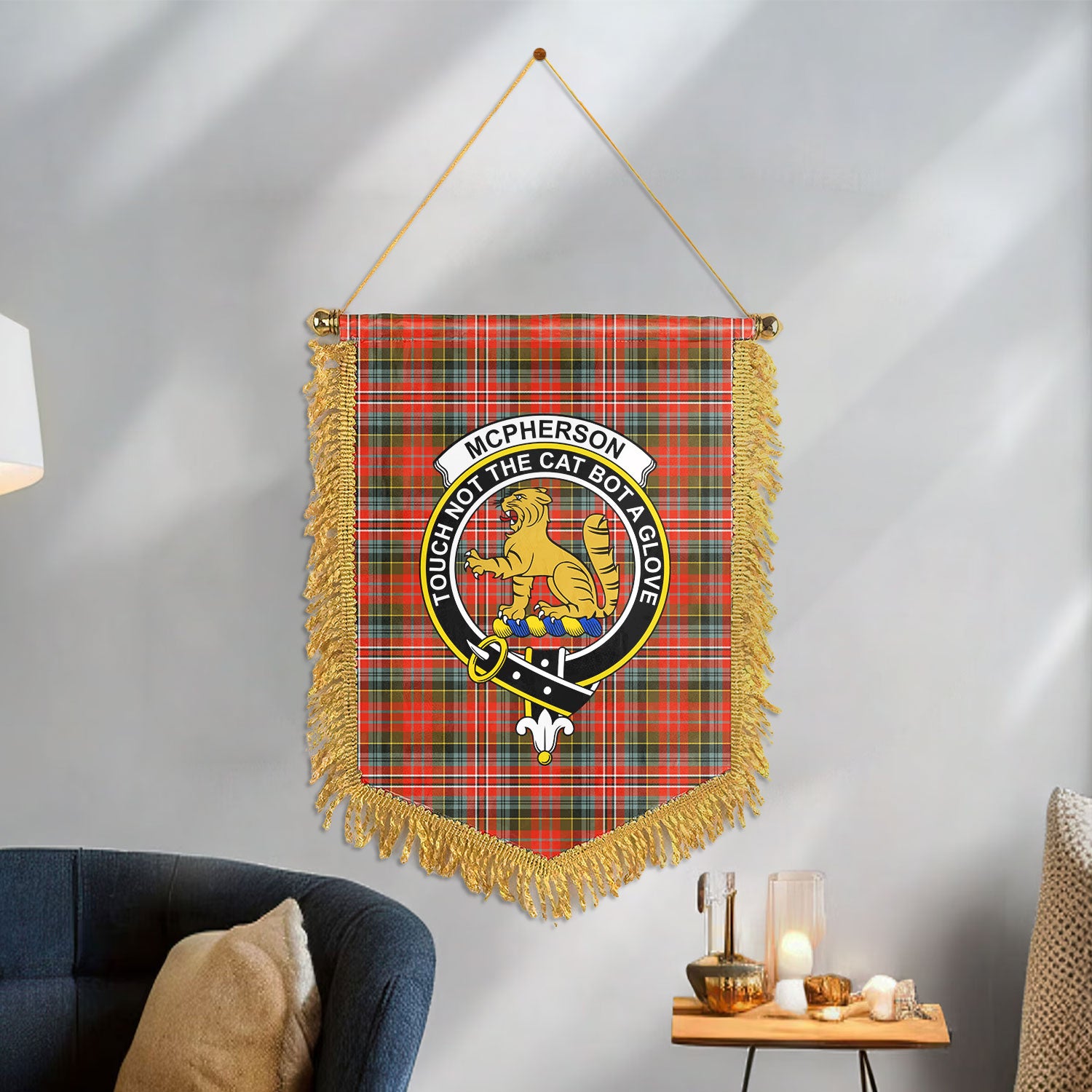 McPherson Weathered Tartan Crest Wall Hanging Banner