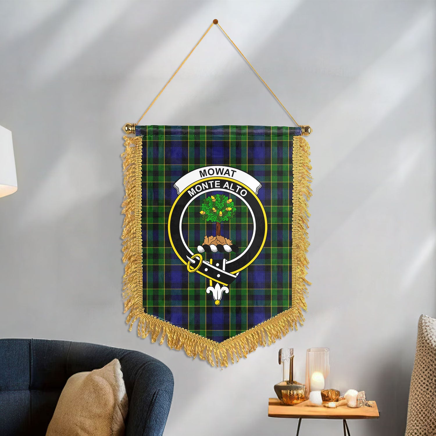 Mowat Modern Tartan Crest Wall Hanging Banner