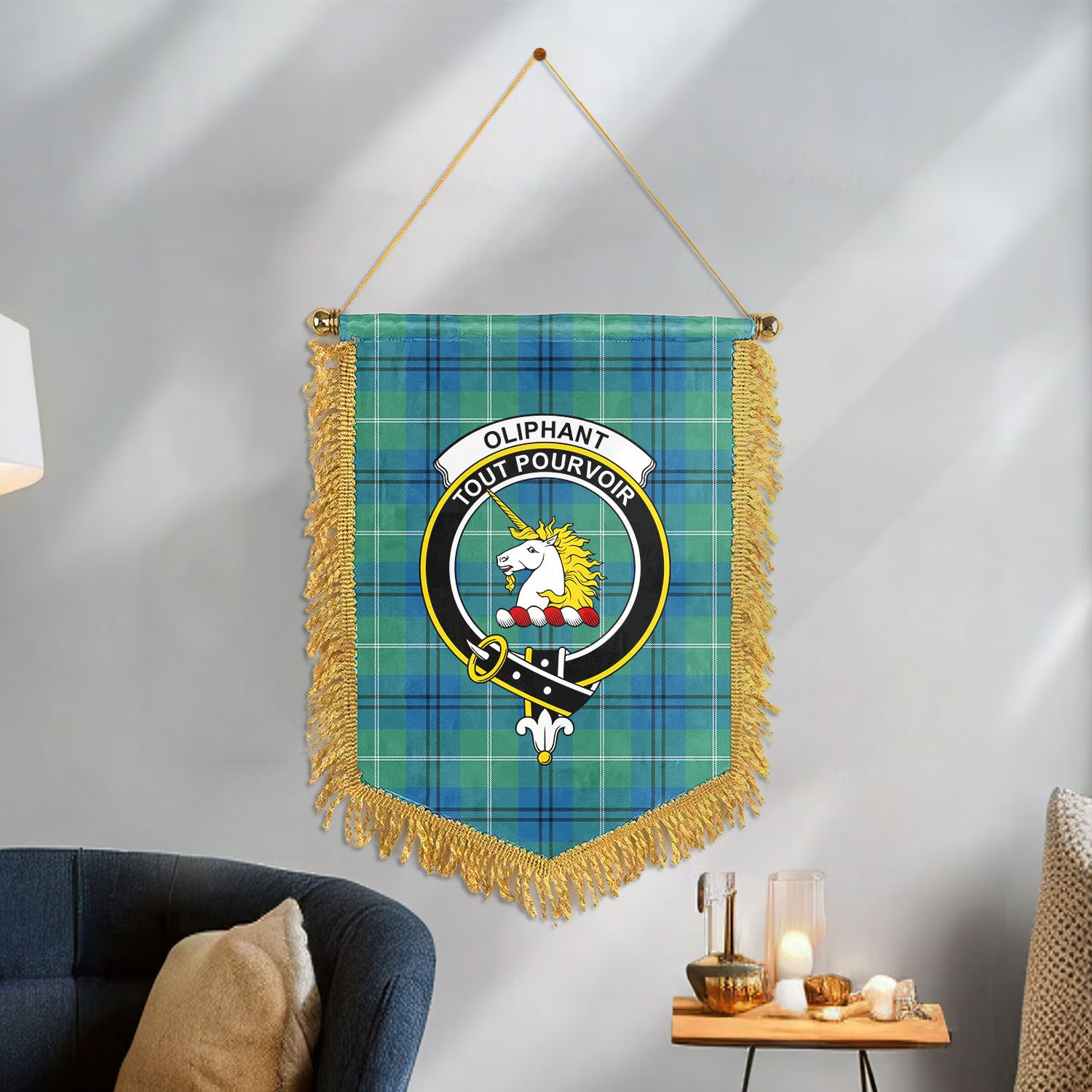 Oliphant Ancient Tartan Crest Wall Hanging Banner