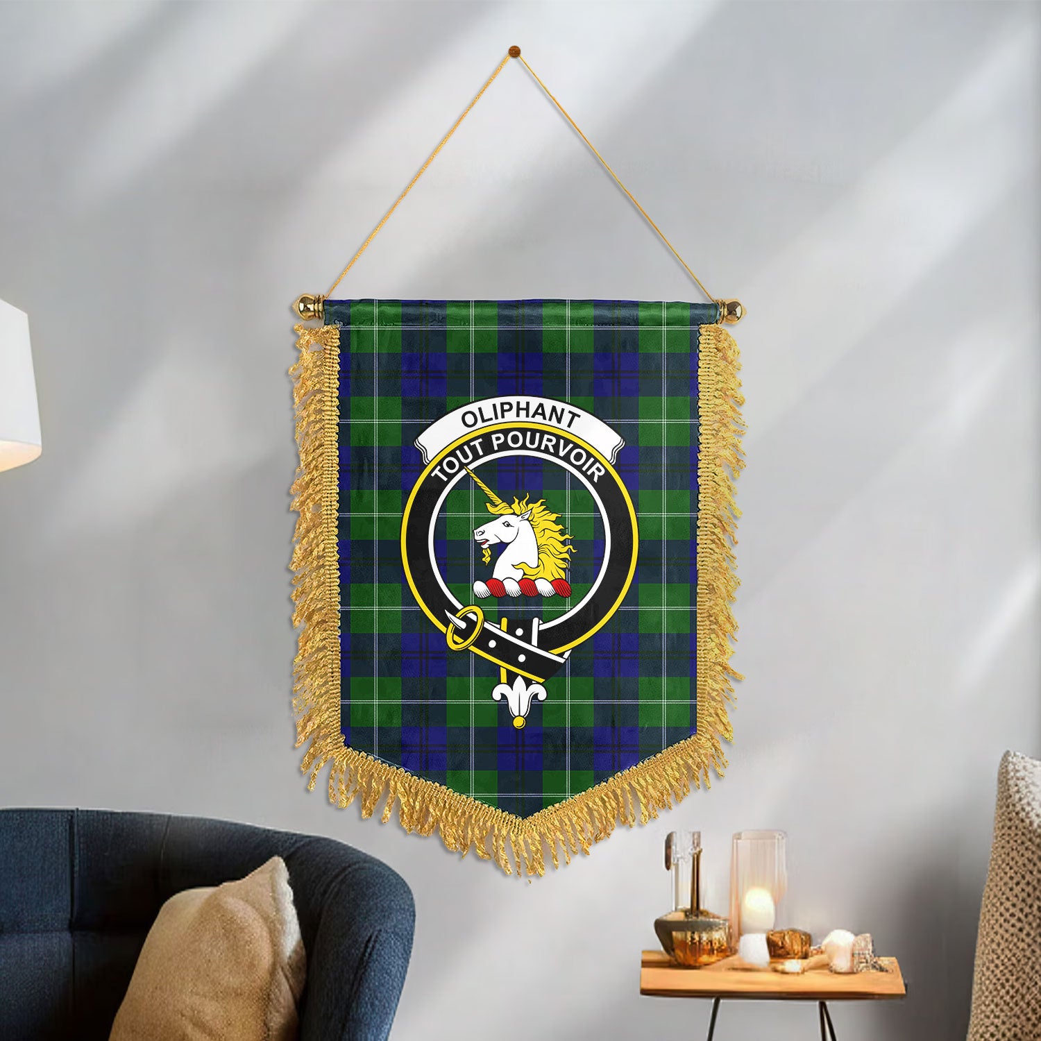 Oliphant Modern Tartan Crest Wall Hanging Banner