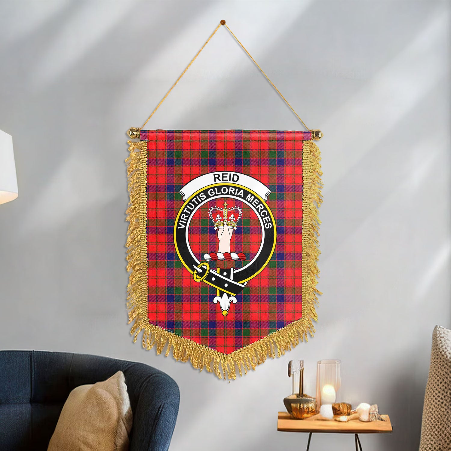 Reid Modern Tartan Crest Wall Hanging Banner