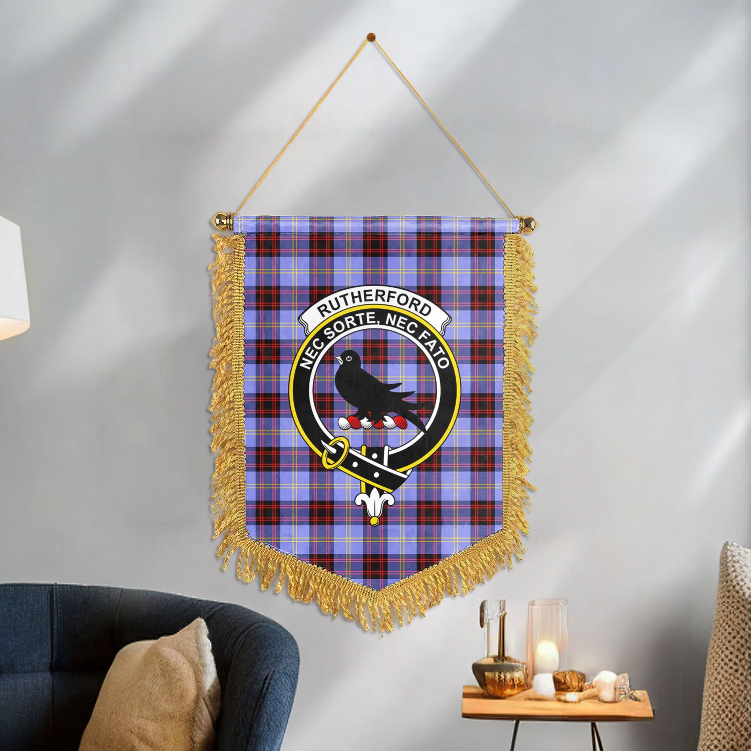 Rutherford Tartan Crest Wall Hanging Banner