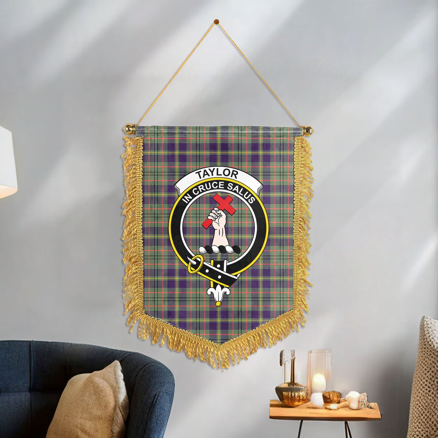 Taylor Weathered Tartan Crest Wall Hanging Banner