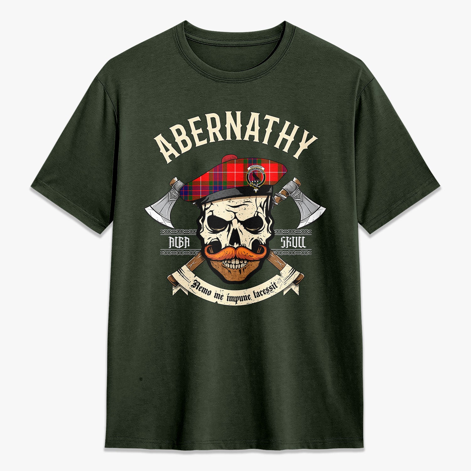 Abernathy Tartan Crest 2D T-shirt - Alba Skull Style