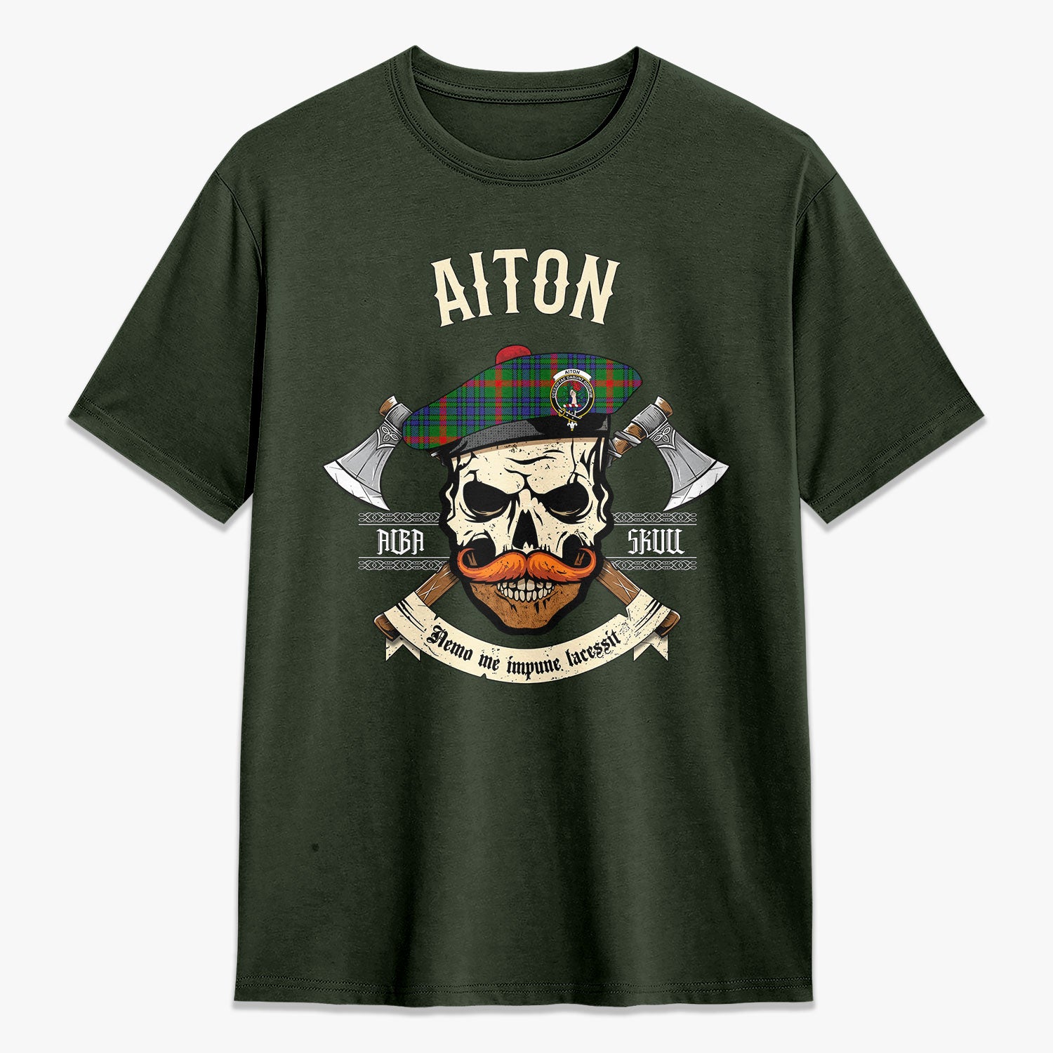 Aiton Tartan Crest 2D T-shirt - Alba Skull Style