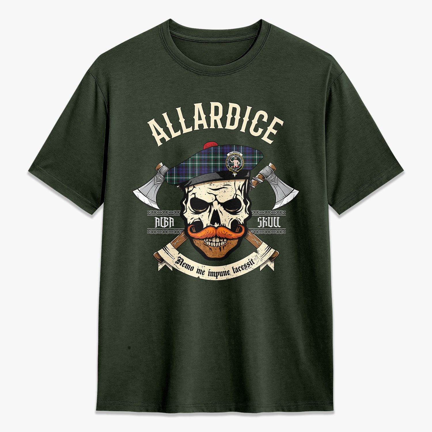 Allardice Tartan Crest 2D T-shirt - Alba Skull Style