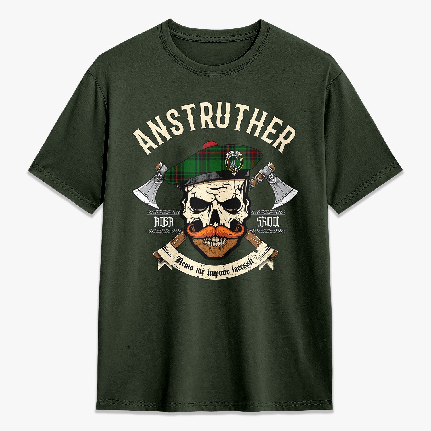 Anstruther Tartan Crest 2D T-shirt - Alba Skull Style