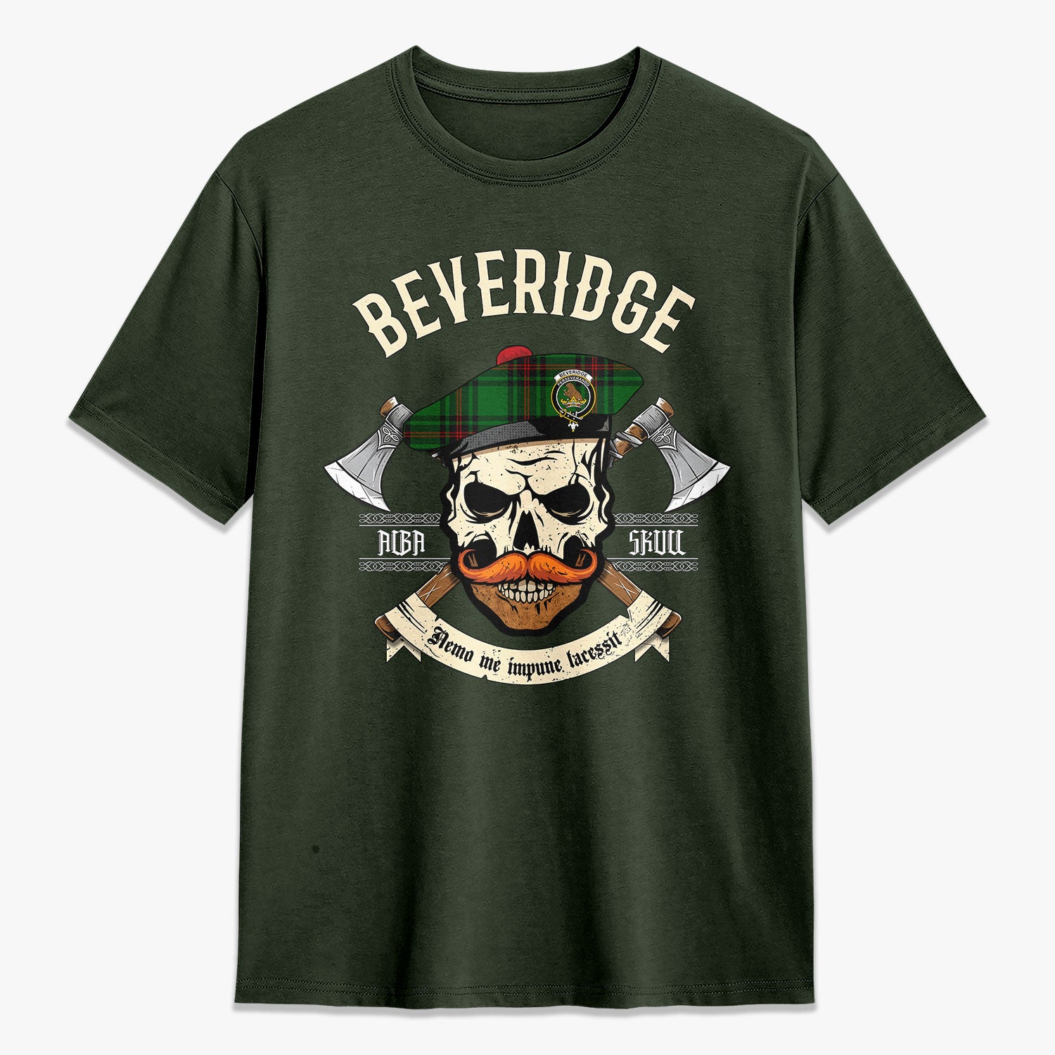 Beveridge Tartan Crest 2D T-shirt - Alba Skull Style