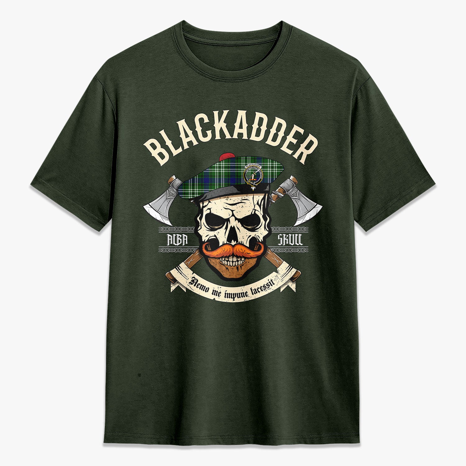 Blackadder Tartan Crest 2D T-shirt - Alba Skull Style