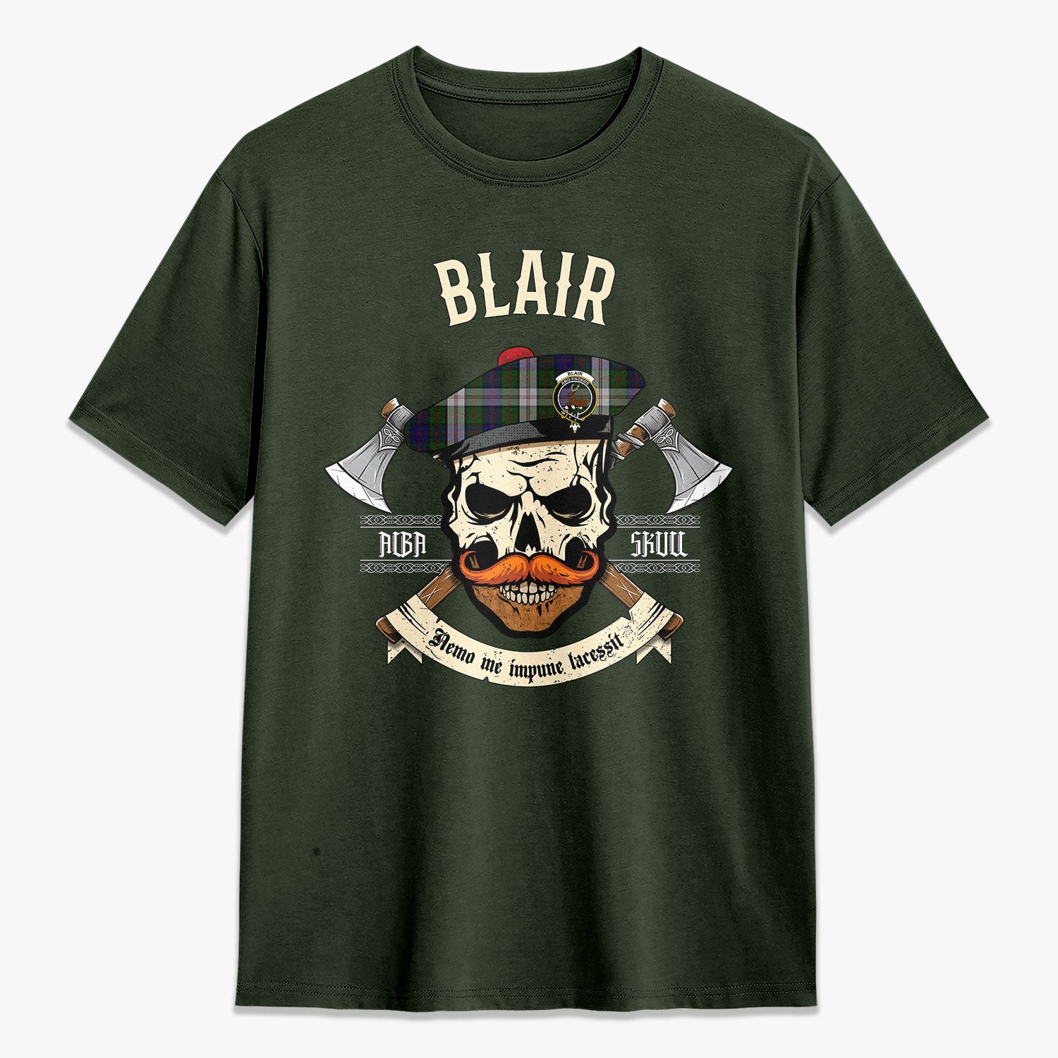 Blair Dress Tartan Crest 2D T-shirt - Alba Skull Style