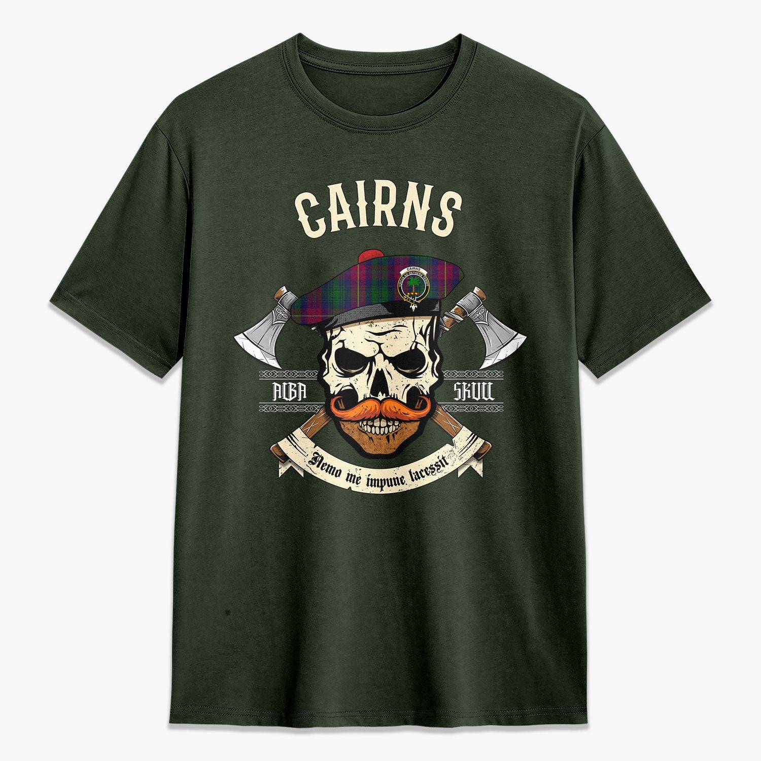 Cairns Tartan Crest 2D T-shirt - Alba Skull Style