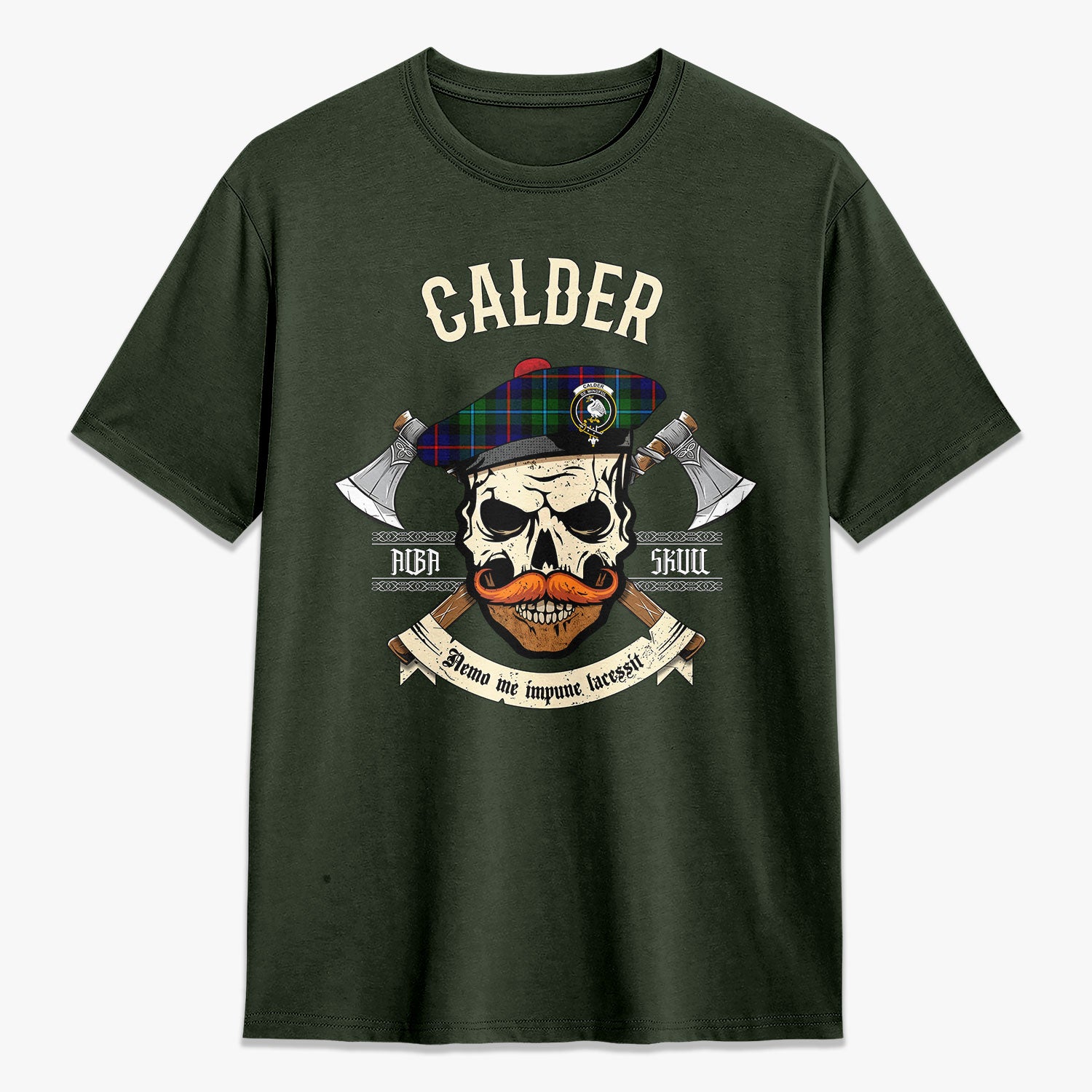 Calder (Calder-Campbell) Tartan Crest 2D T-shirt - Alba Skull Style