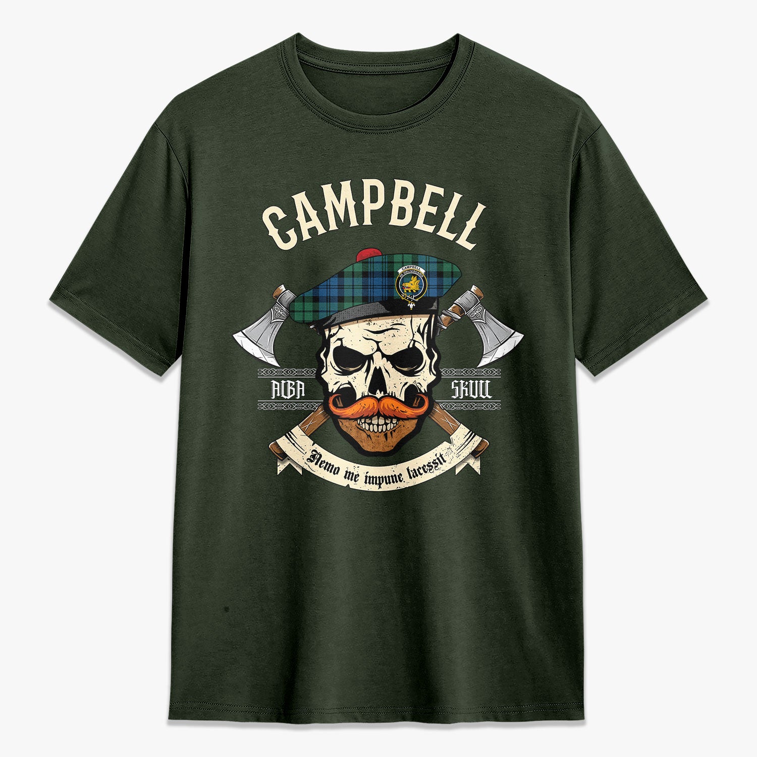 Campbell Ancient 02 Tartan Crest 2D T-shirt - Alba Skull Style