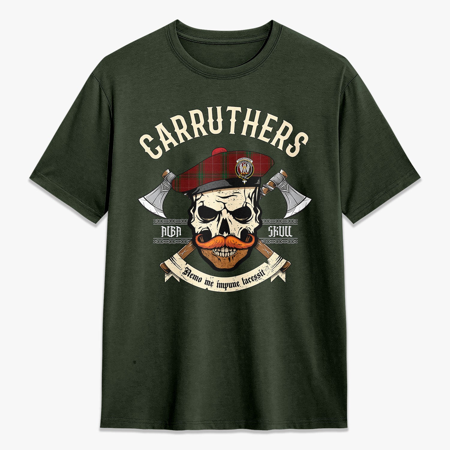 Carruthers Tartan Crest 2D T-shirt - Alba Skull Style