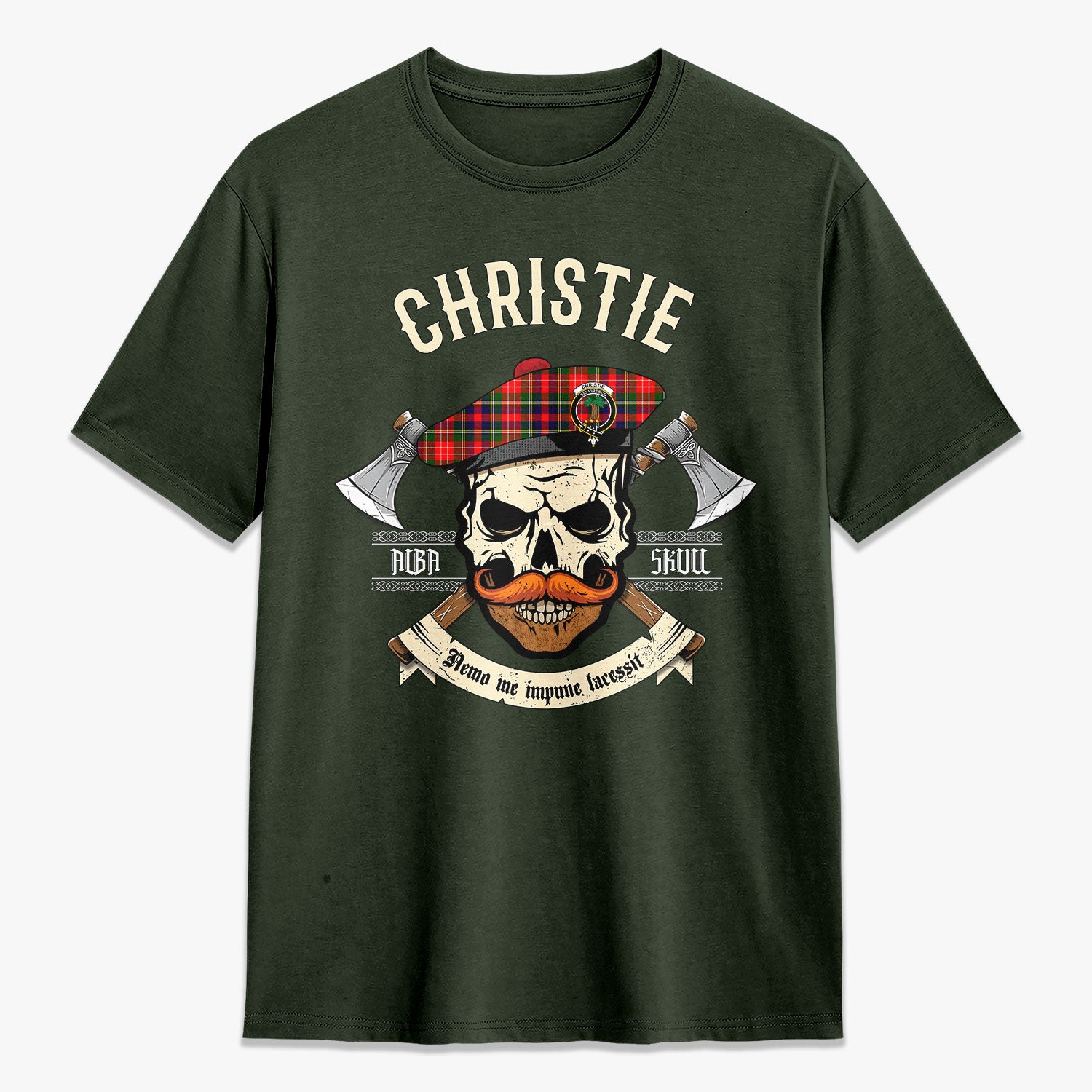 Christie Tartan Crest 2D T-shirt - Alba Skull Style