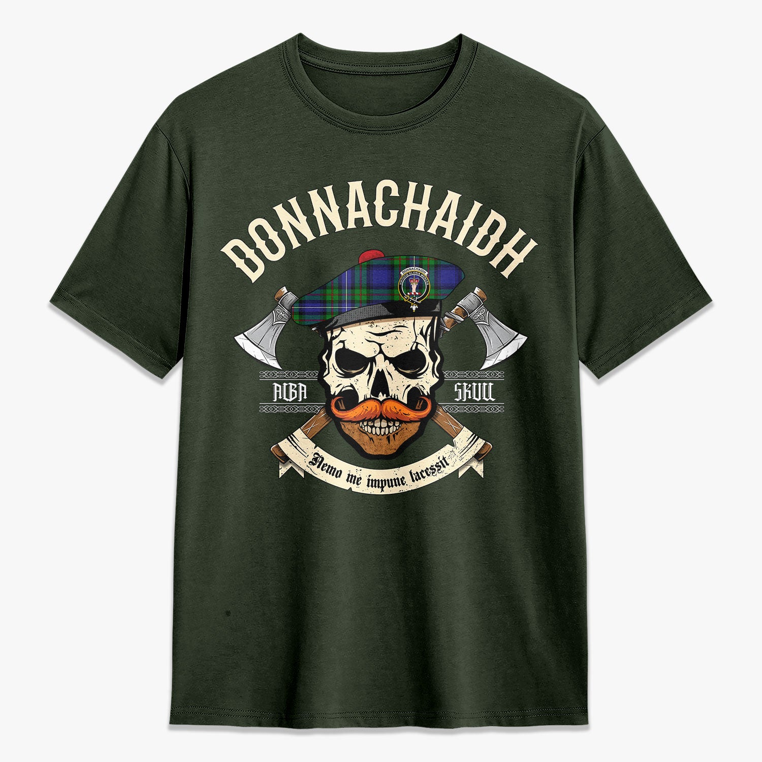 Donnachaidh Tartan Crest 2D T-shirt - Alba Skull Style