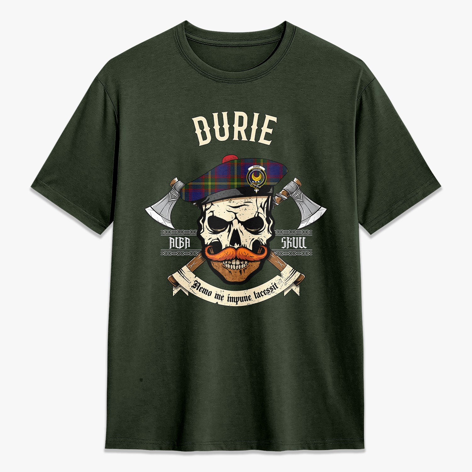 Durie Tartan Crest 2D T-shirt - Alba Skull Style