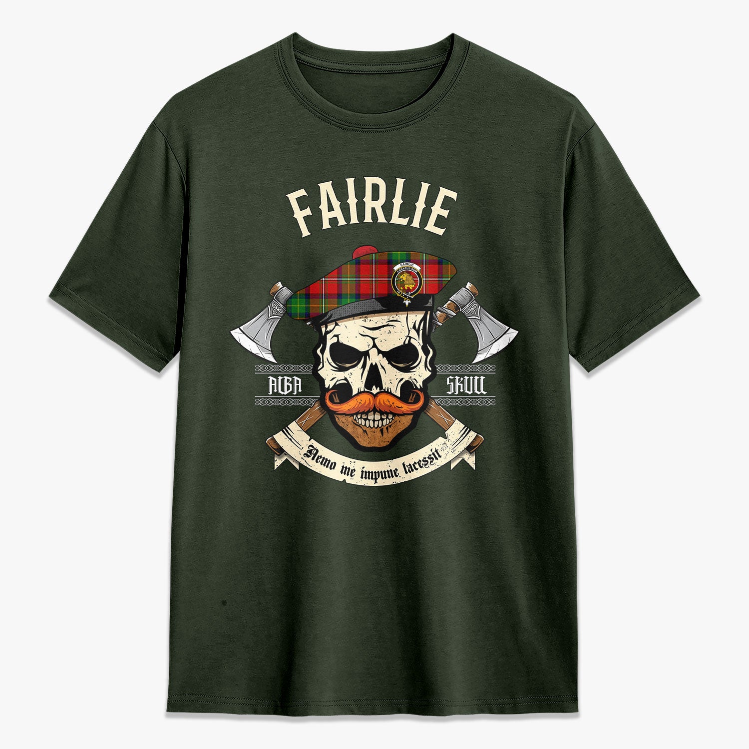 Fairlie Tartan Crest 2D T-shirt - Alba Skull Style