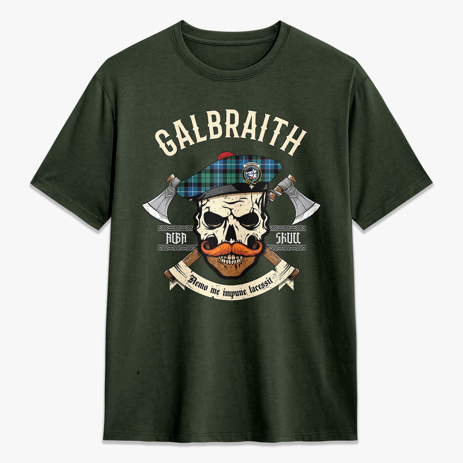 Galbraith Ancient Tartan Crest 2D T-shirt - Alba Skull Style