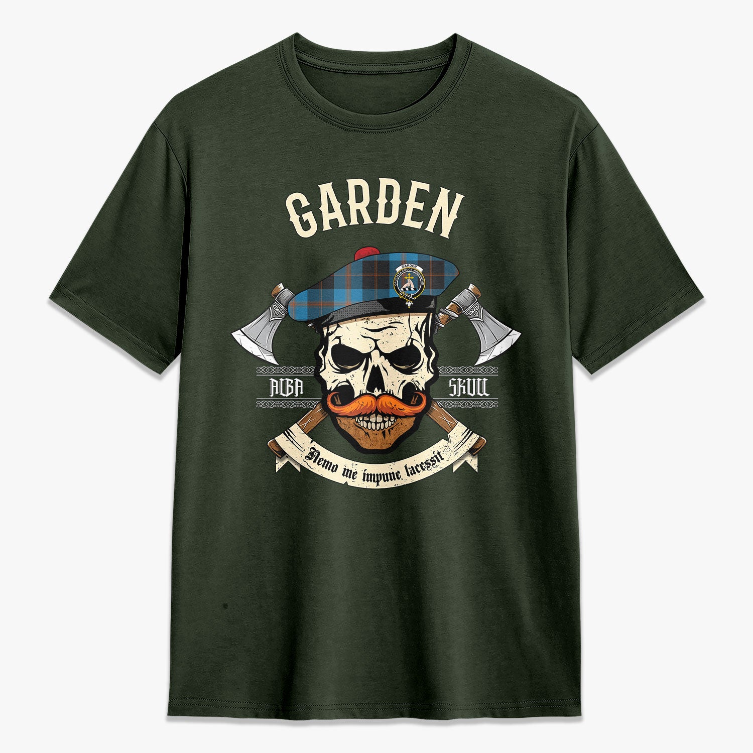 Garden Tartan Crest 2D T-shirt - Alba Skull Style