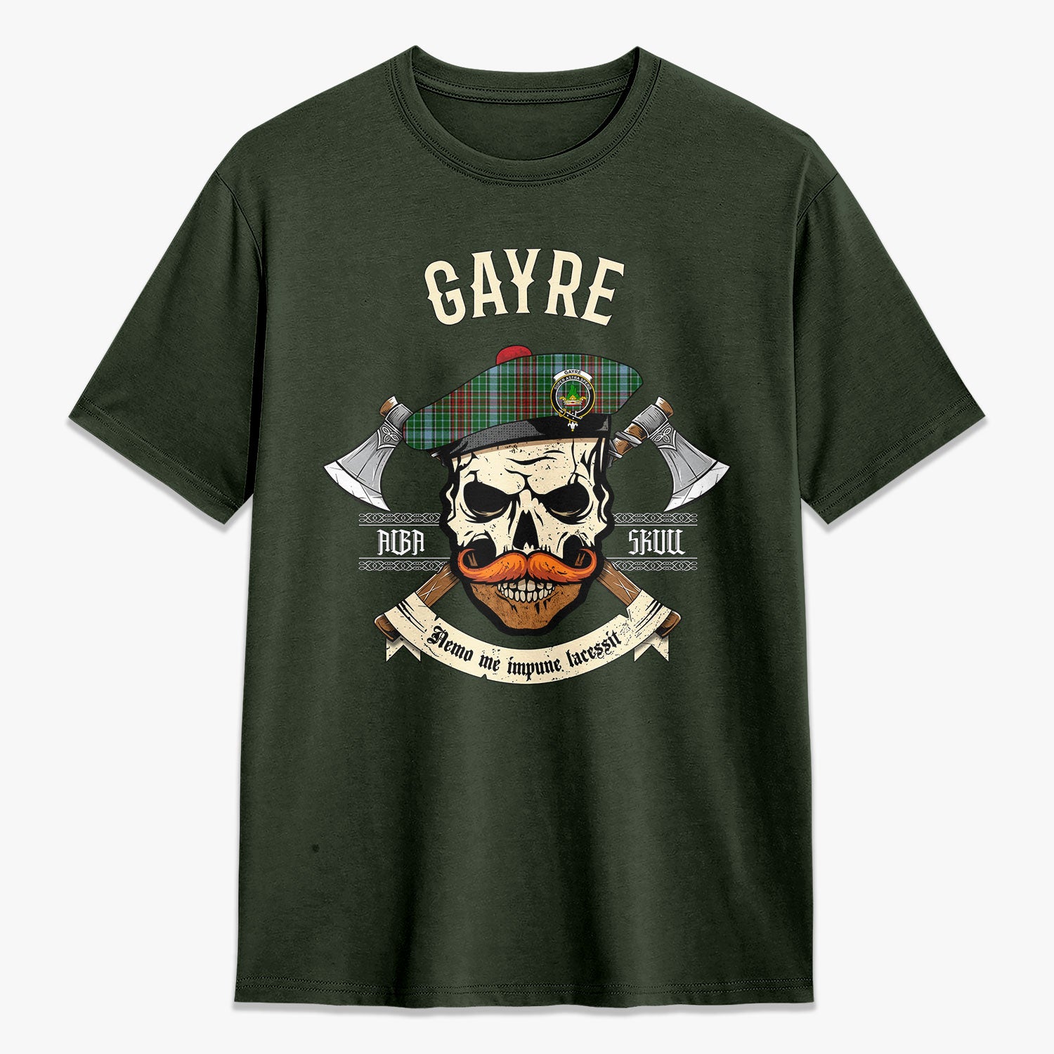 Gayre Tartan Crest 2D T-shirt - Alba Skull Style