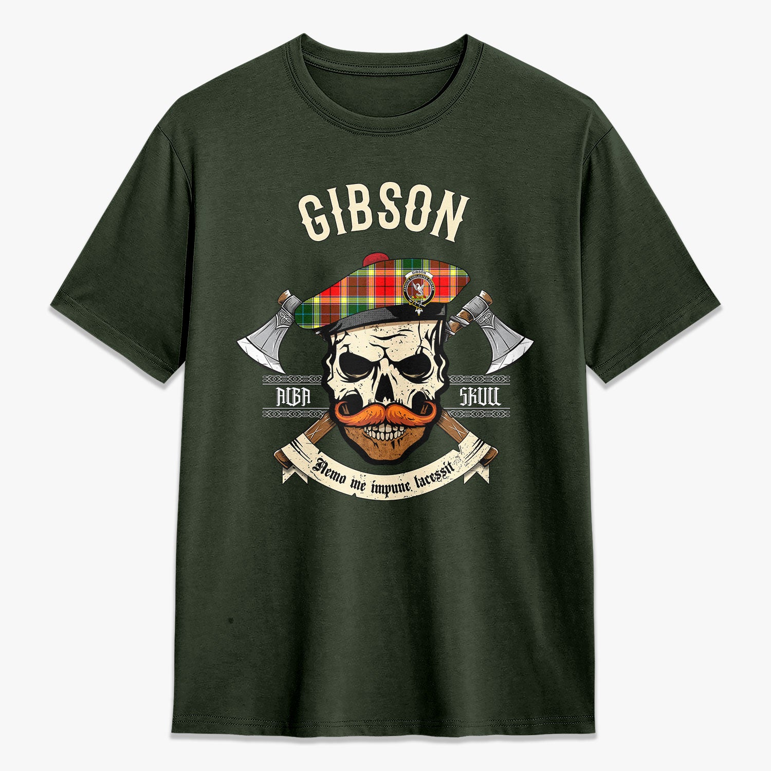 Gibson Tartan Crest 2D T-shirt - Alba Skull Style