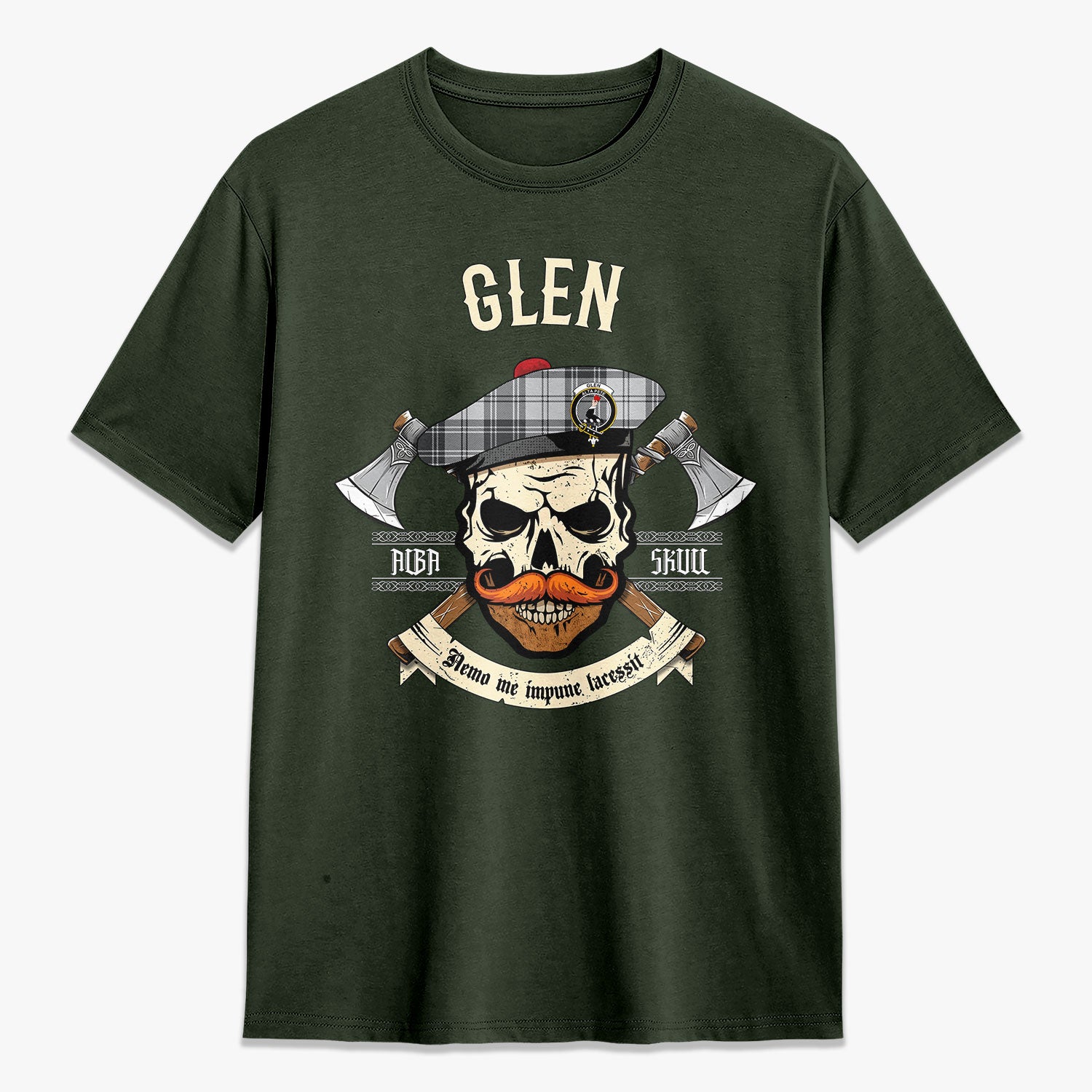 Glen Tartan Crest 2D T-shirt - Alba Skull Style