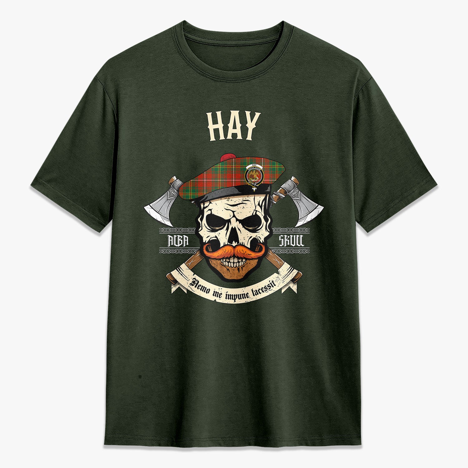 Hay Ancient Tartan Crest 2D T-shirt - Alba Skull Style