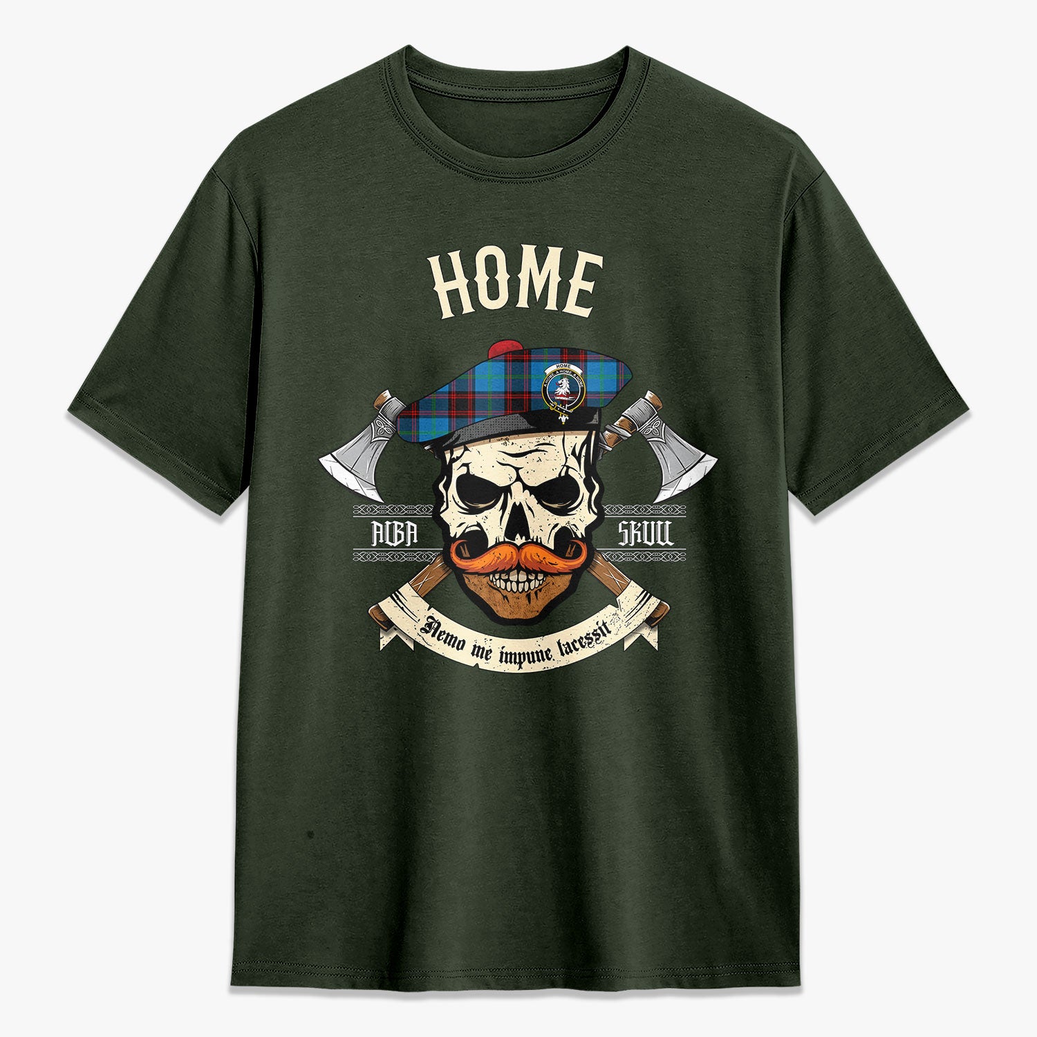 Home Ancient Tartan Crest 2D T-shirt - Alba Skull Style