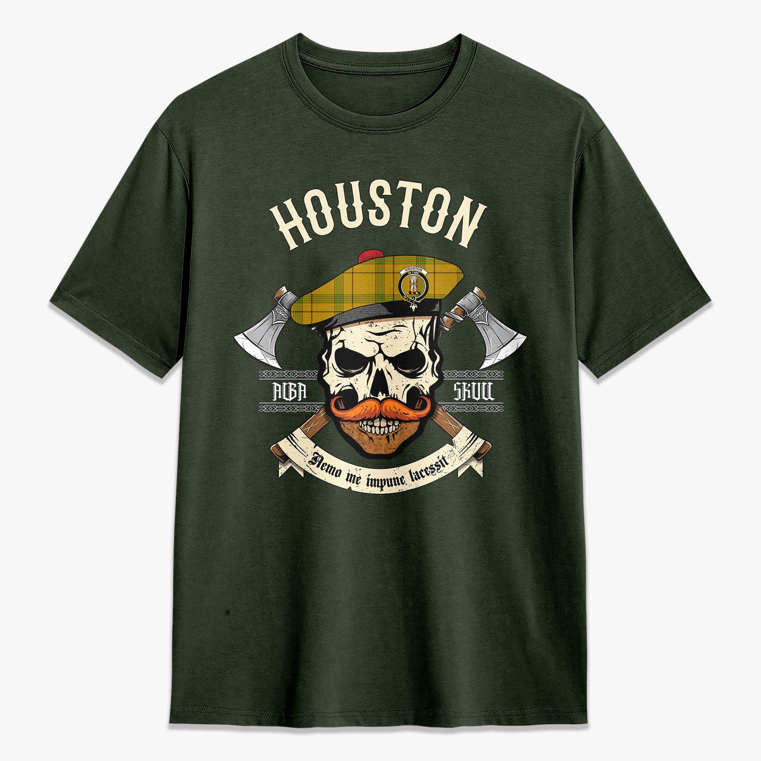 Houston Tartan Crest 2D T-shirt - Alba Skull Style