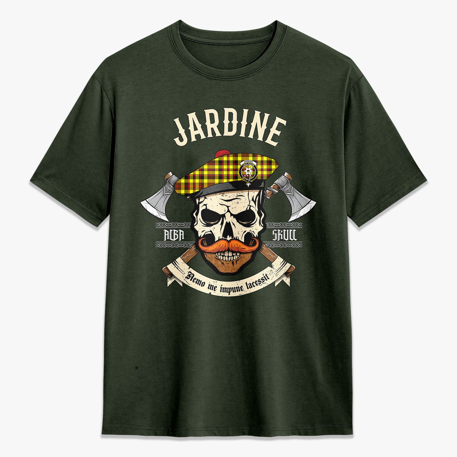 Jardine Tartan Crest 2D T-shirt - Alba Skull Style