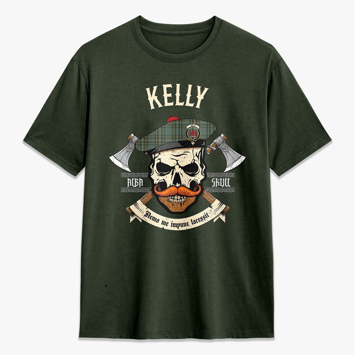 Kelly Dress Tartan Crest 2D T-shirt - Alba Skull Style