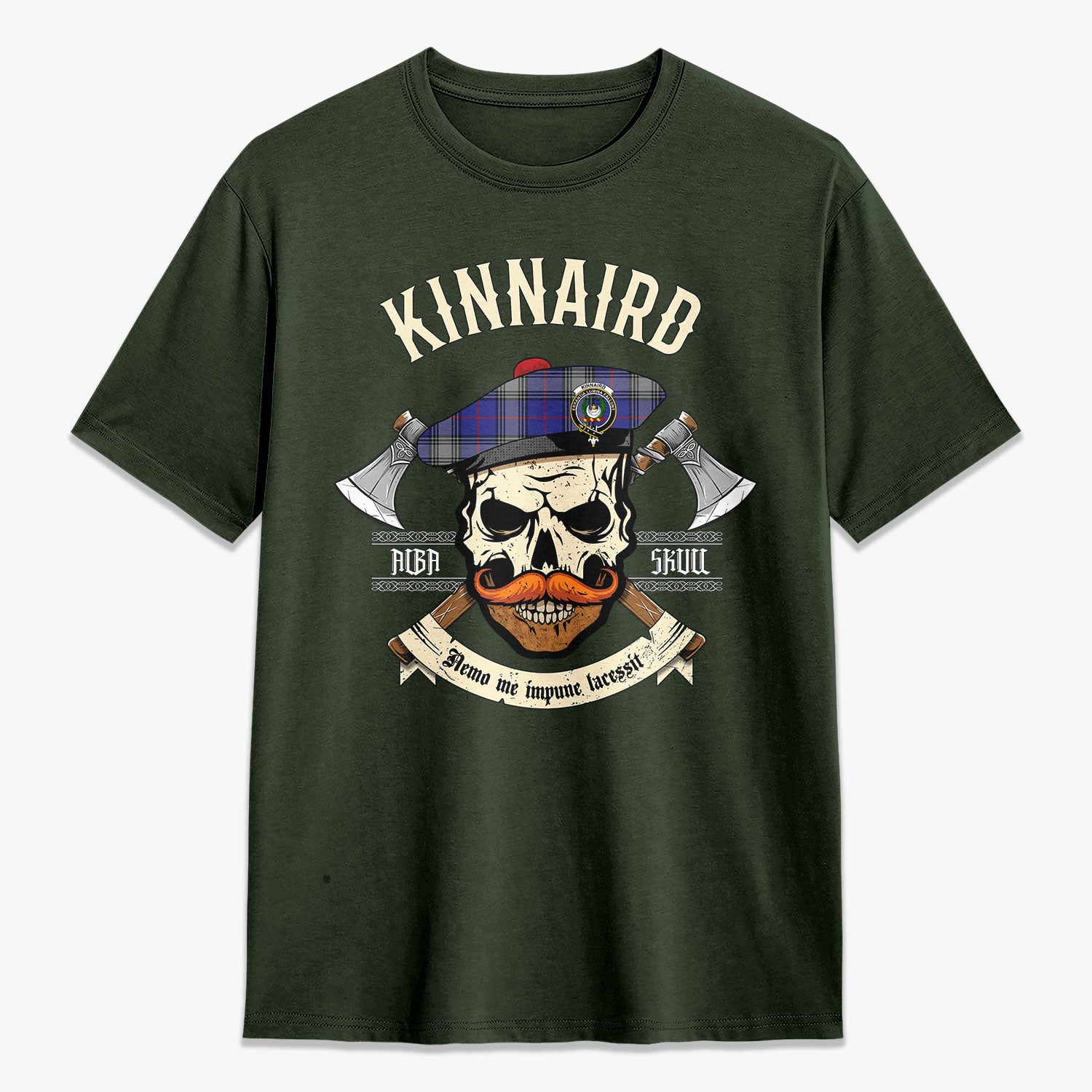 Kinnaird Tartan Crest 2D T-shirt - Alba Skull Style