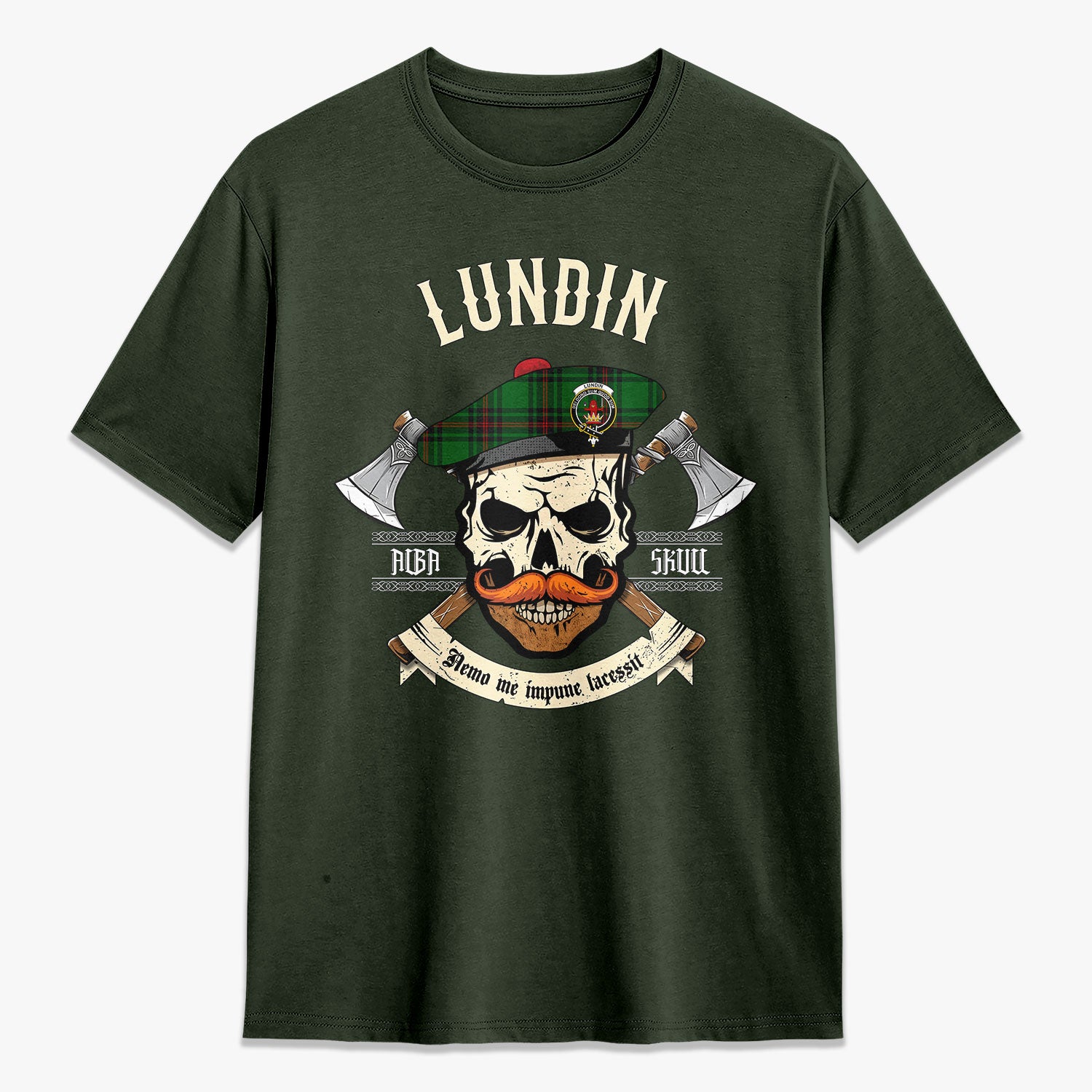 Lundin Tartan Crest 2D T-shirt - Alba Skull Style