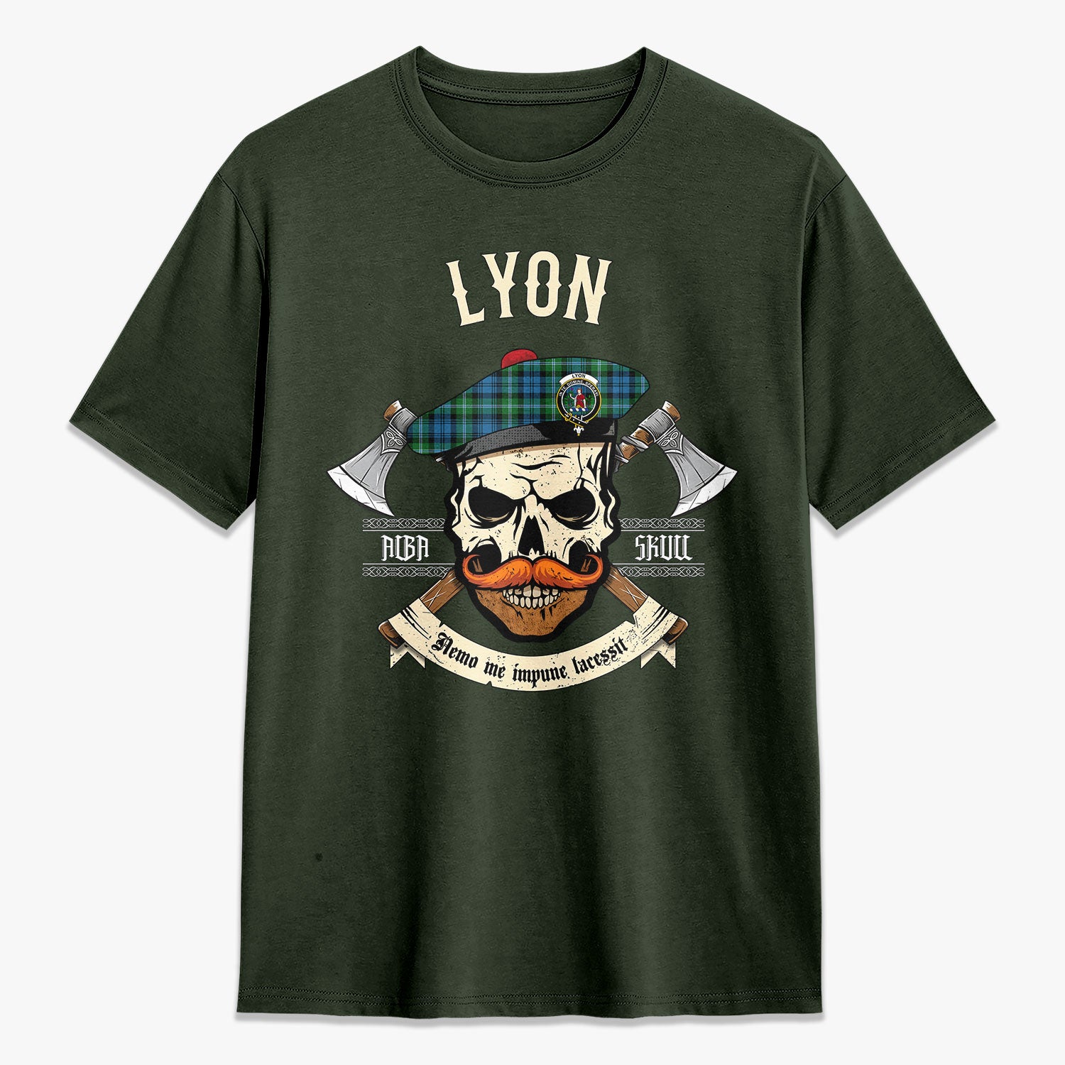 Lyon Tartan Crest 2D T-shirt - Alba Skull Style