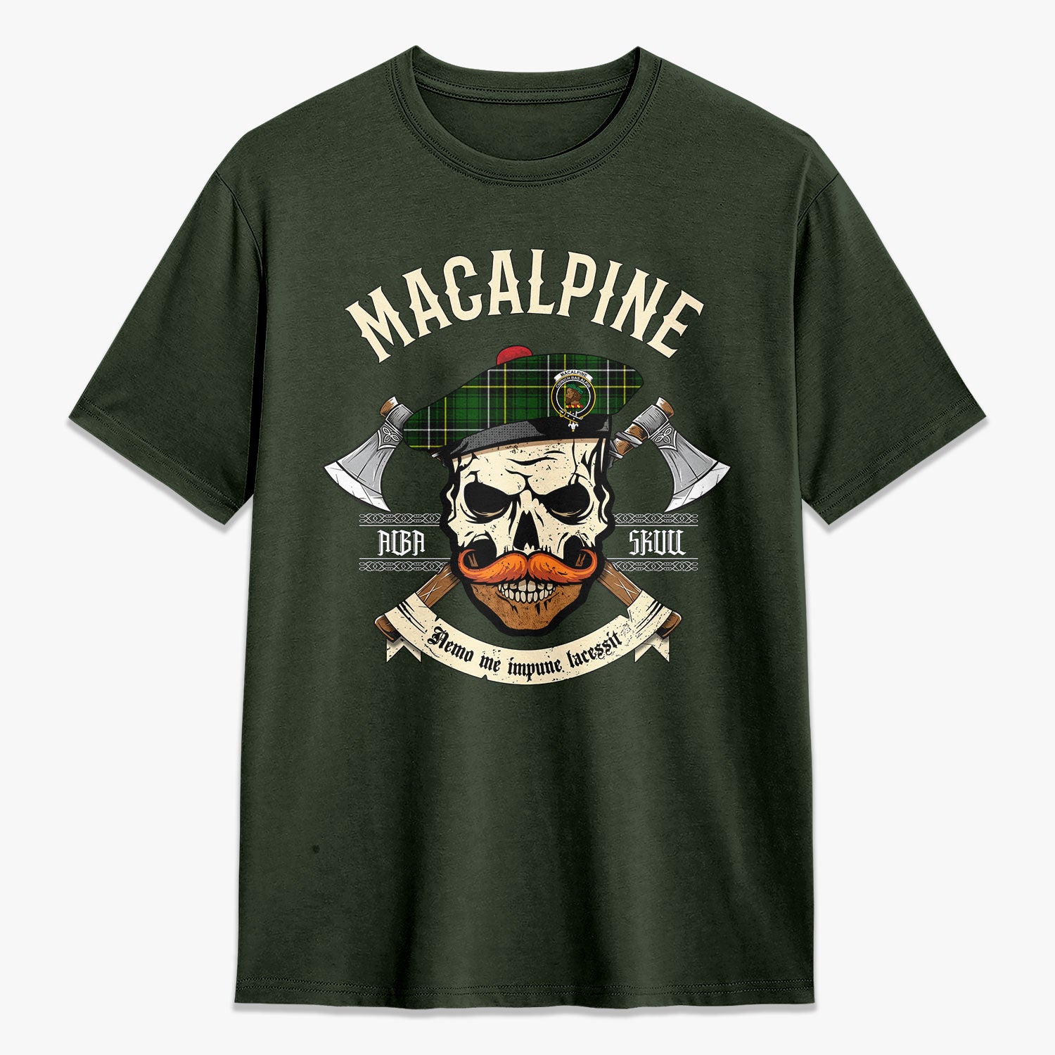 MacAlpine Modern Tartan Crest 2D T-shirt - Alba Skull Style