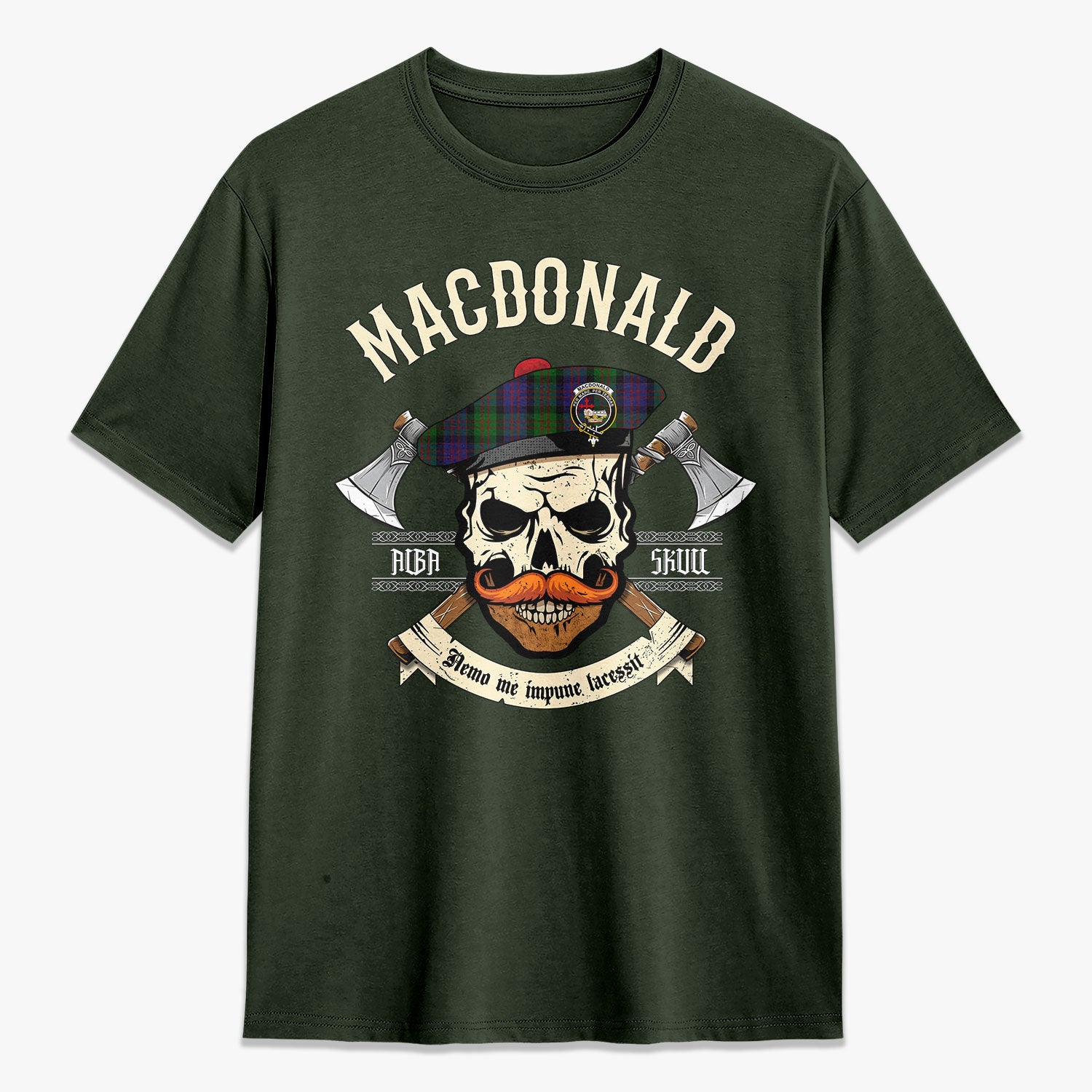 MacDonald Tartan Crest 2D T-shirt - Alba Skull Style