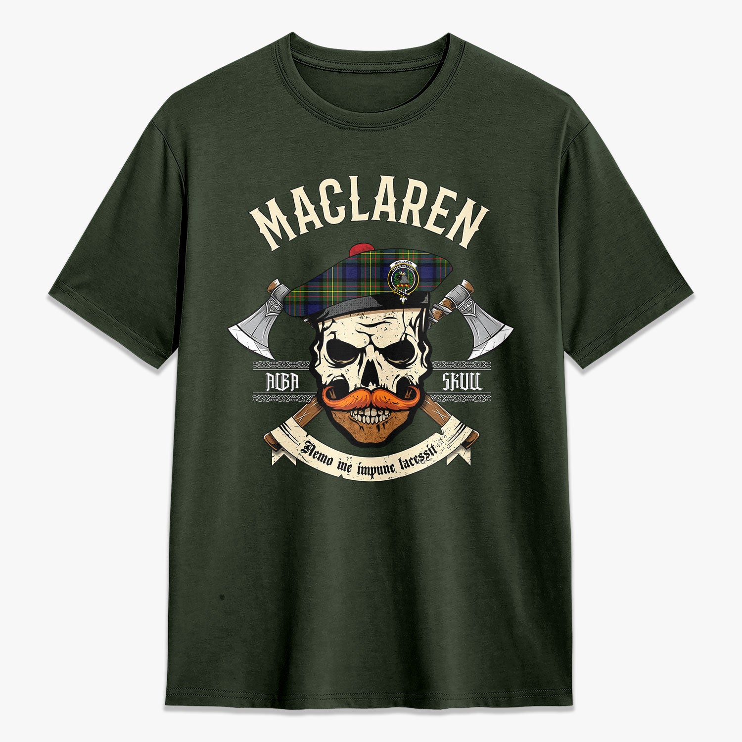 MacLaren Modern Tartan Crest 2D T-shirt - Alba Skull Style