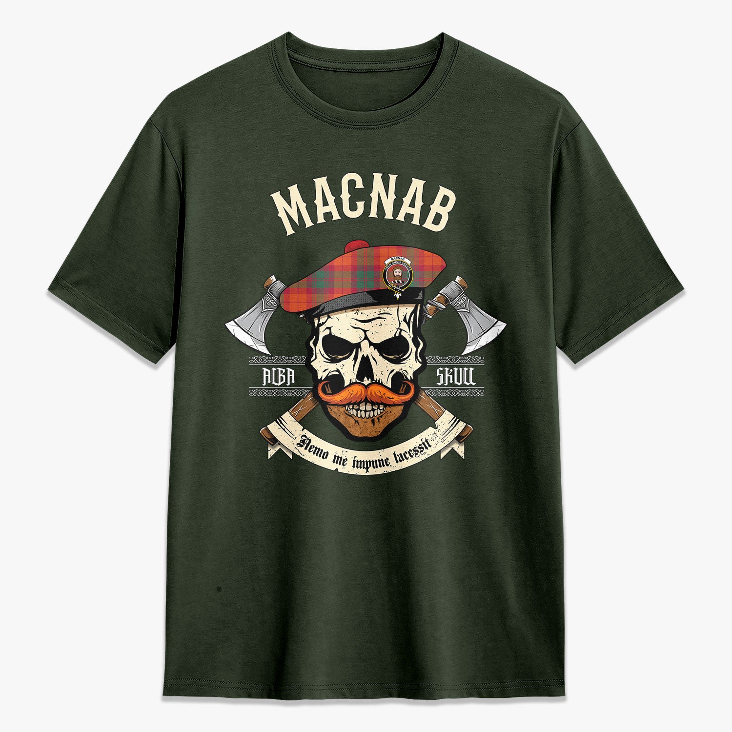 MacNab Ancient Tartan Crest 2D T-shirt - Alba Skull Style